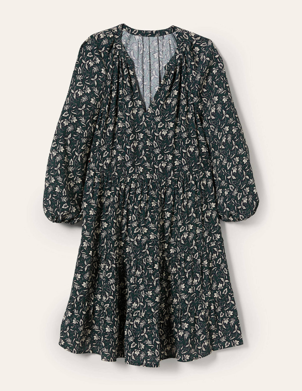 Notch Neck Tiered Dress-Trekking Green, Wild Flora - Image 5