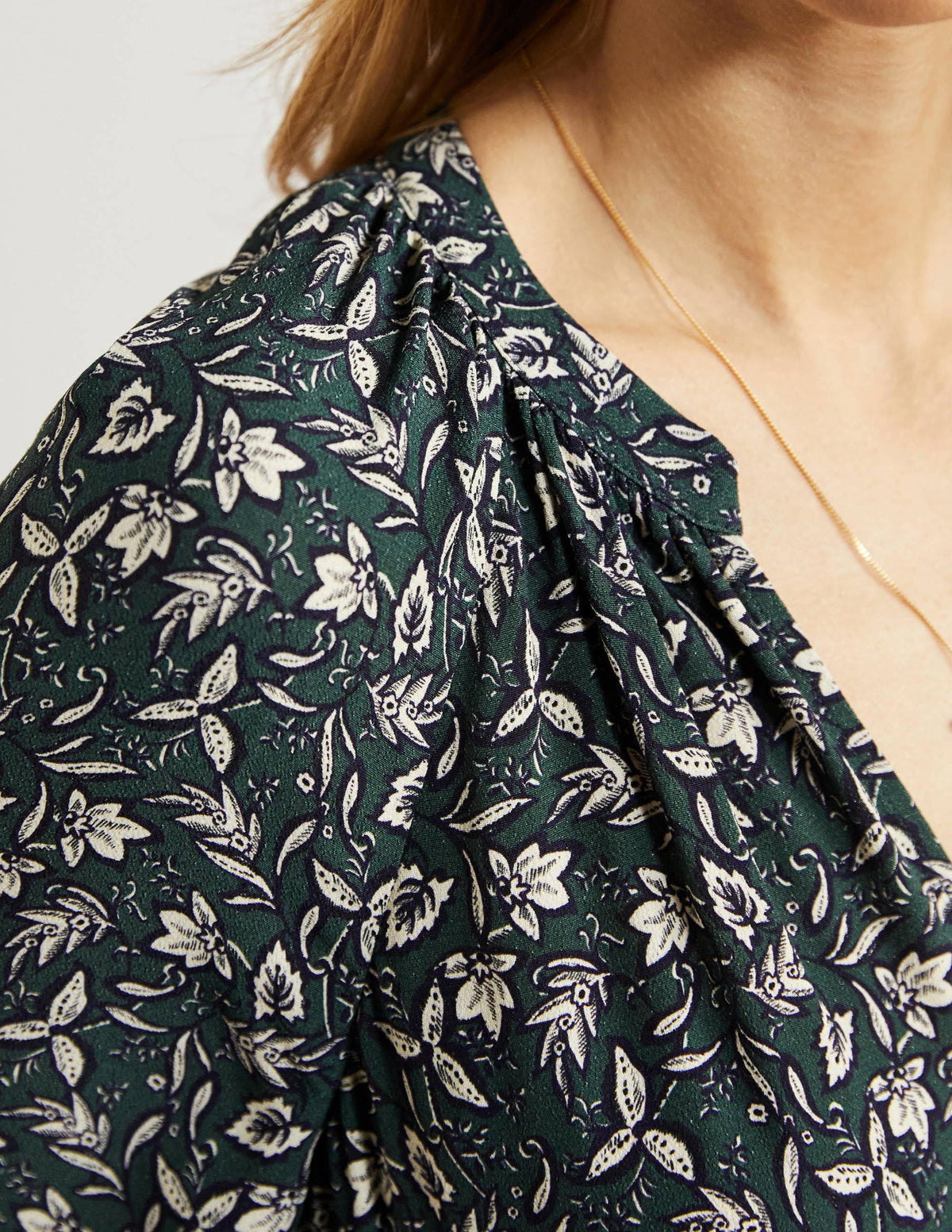 Notch Neck Tiered Dress-Trekking Green, Wild Flora - Image 2