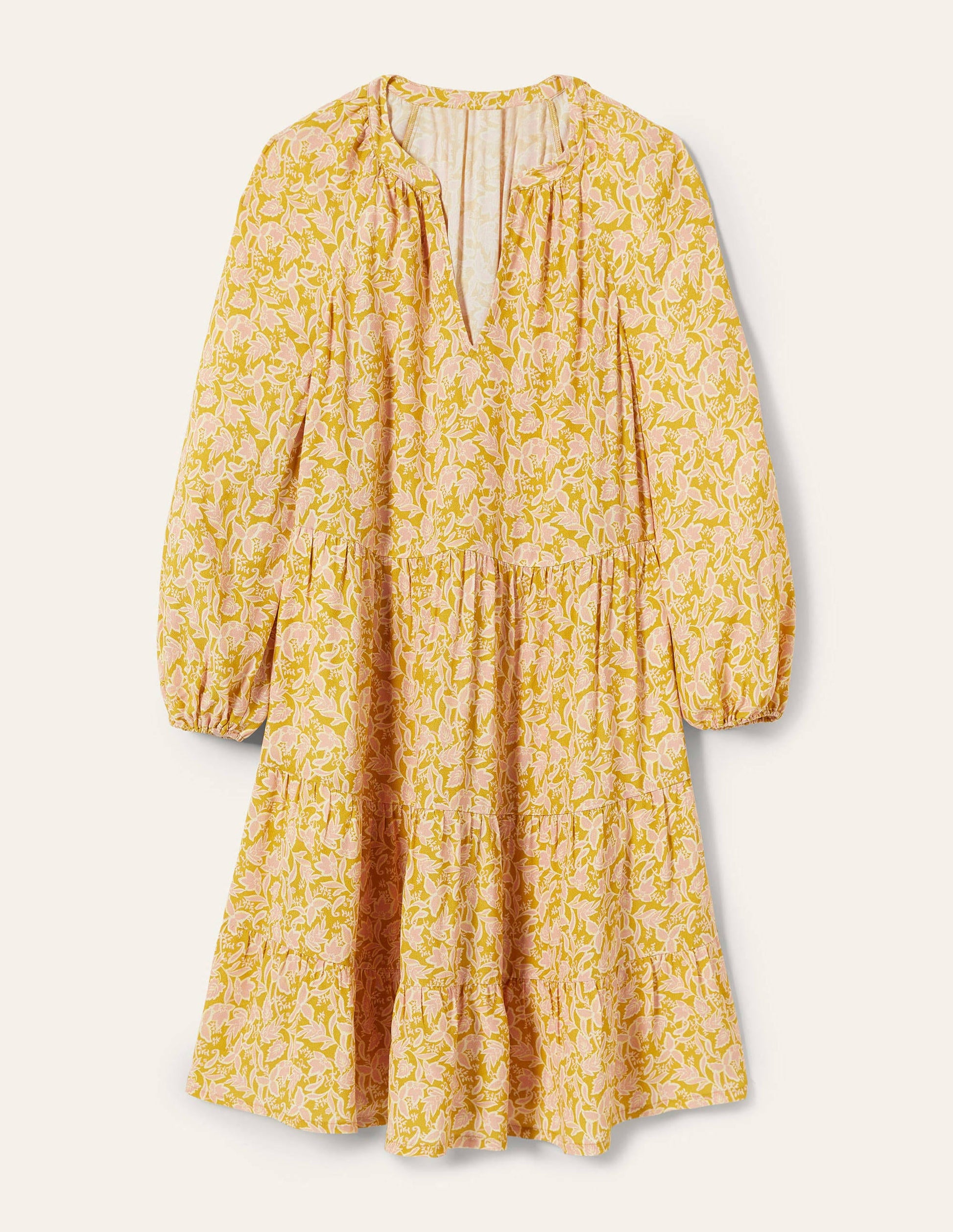 Notch Neck Tiered Dress-Butter, Wild Flora-5