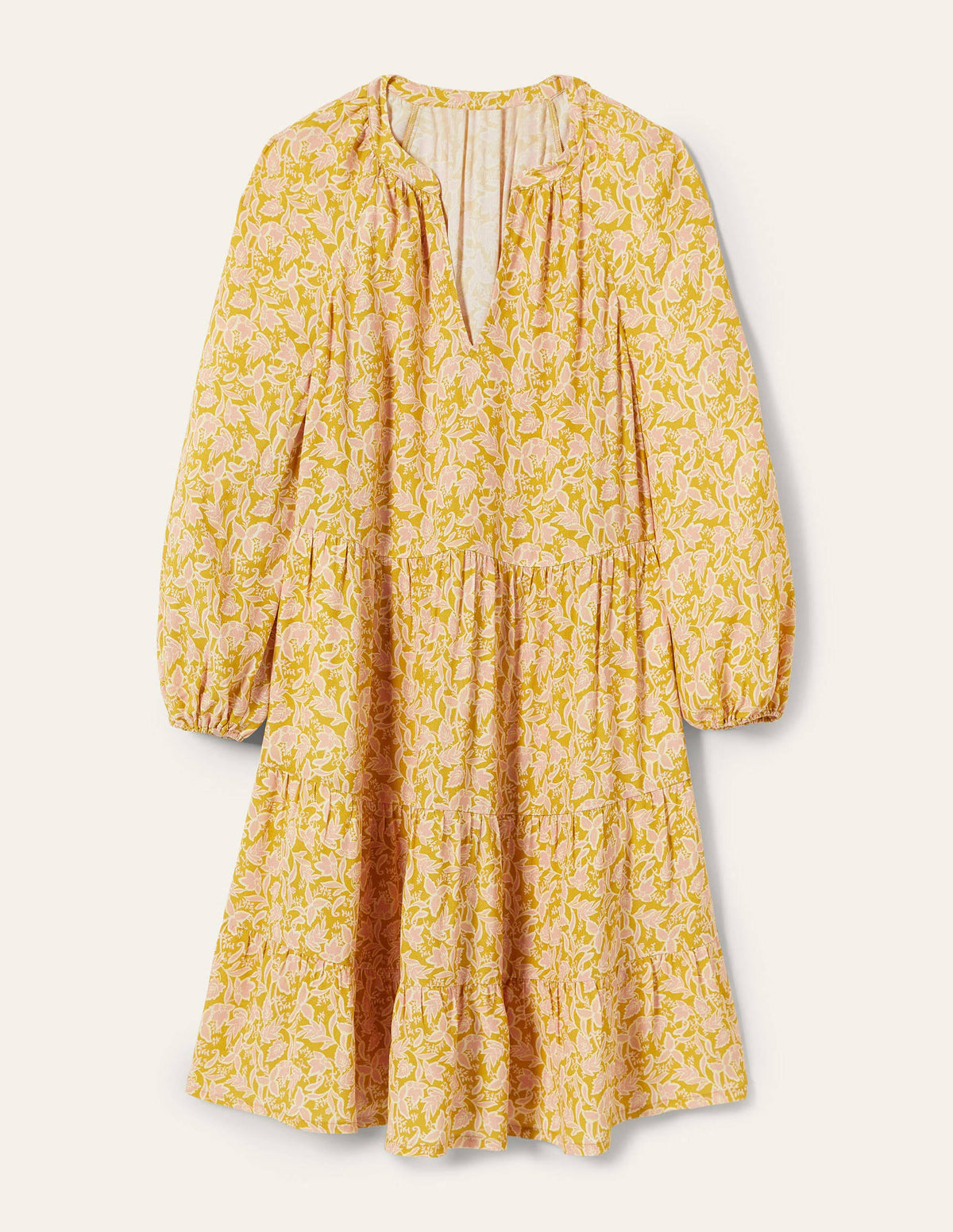 Notch Neck Tiered Dress-Butter, Wild Flora - Image 5