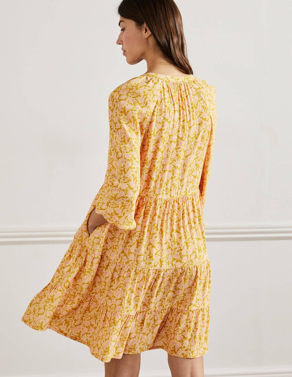 Notch Neck Tiered Dress-Butter, Wild Flora-3