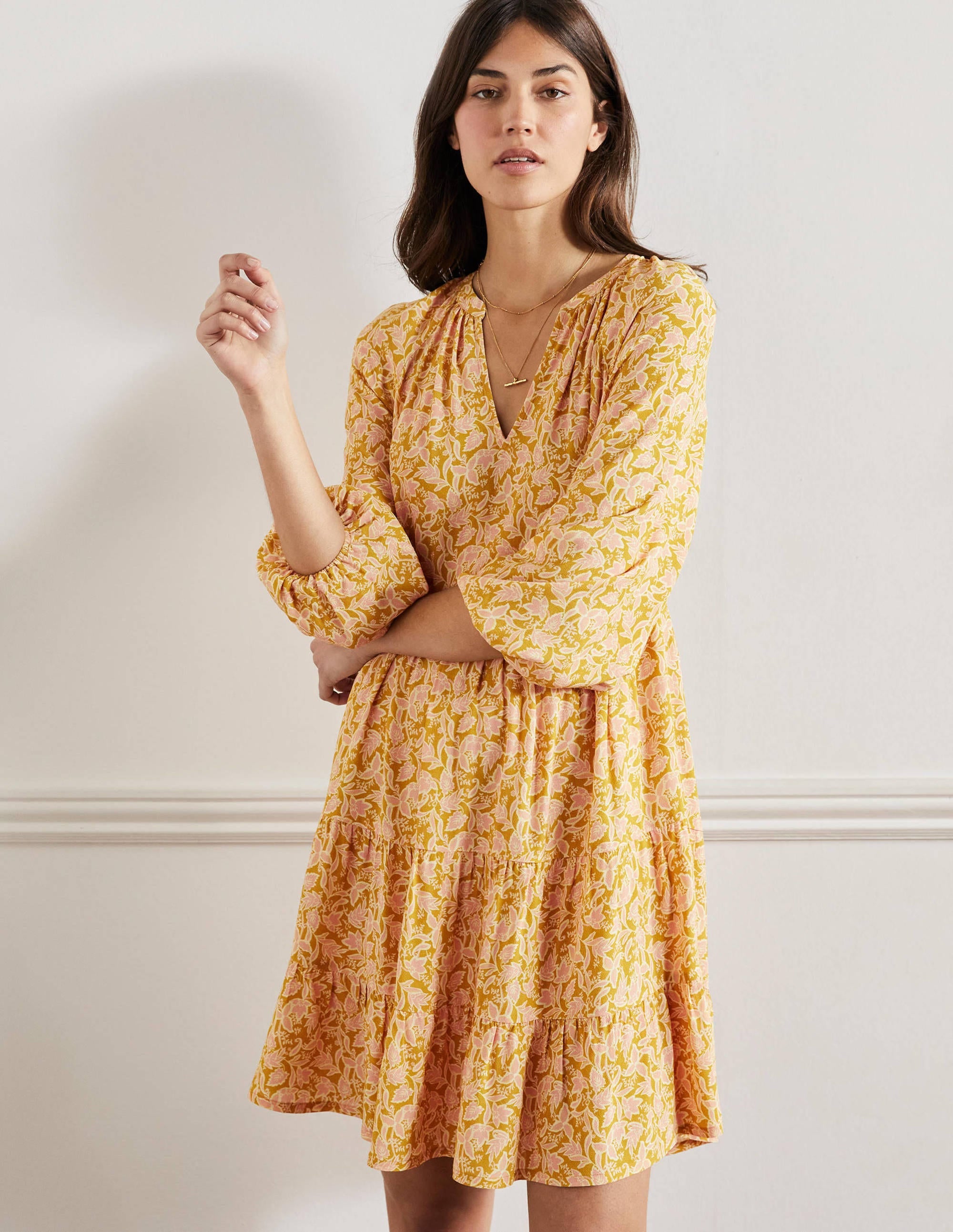 Notch Neck Tiered Dress-Butter, Wild Flora - Image 4
