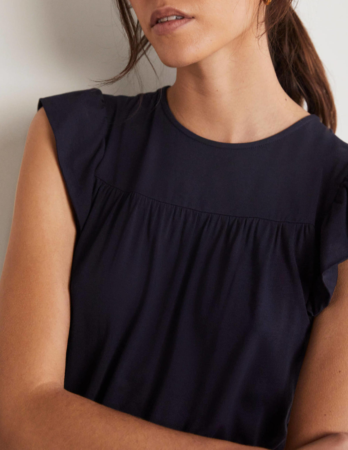 Ruffle Printed Mini Dress-Navy - Image 2