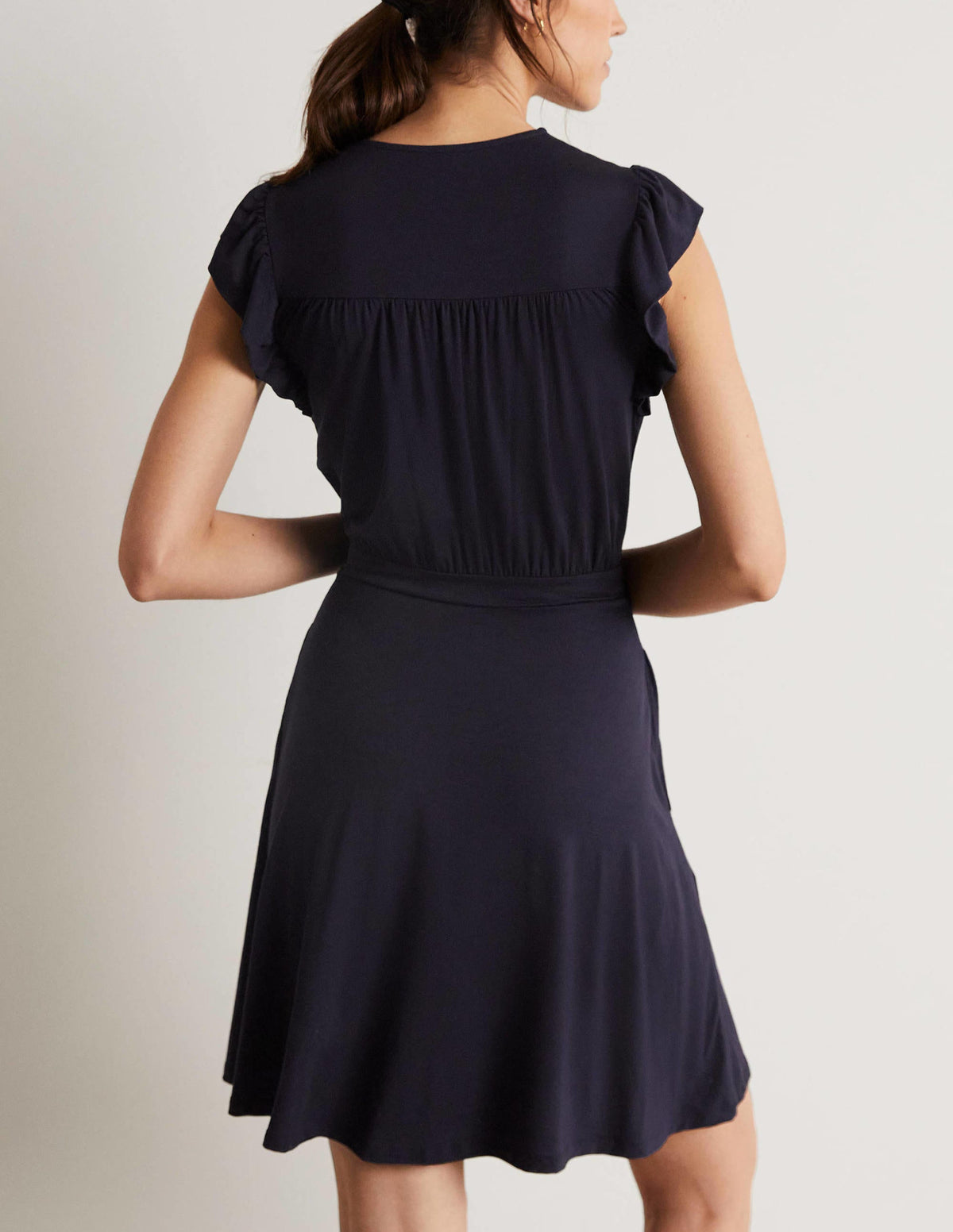Ruffle Printed Mini Dress-Navy - Image 3