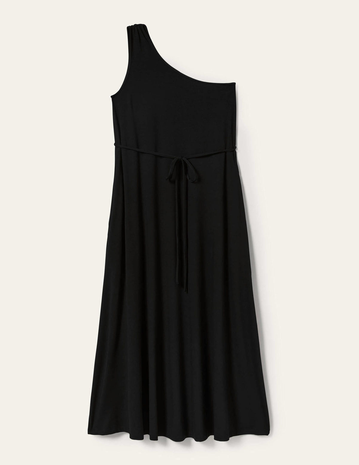 One Shoulder Jersey Midi Dress-Black - Image 6