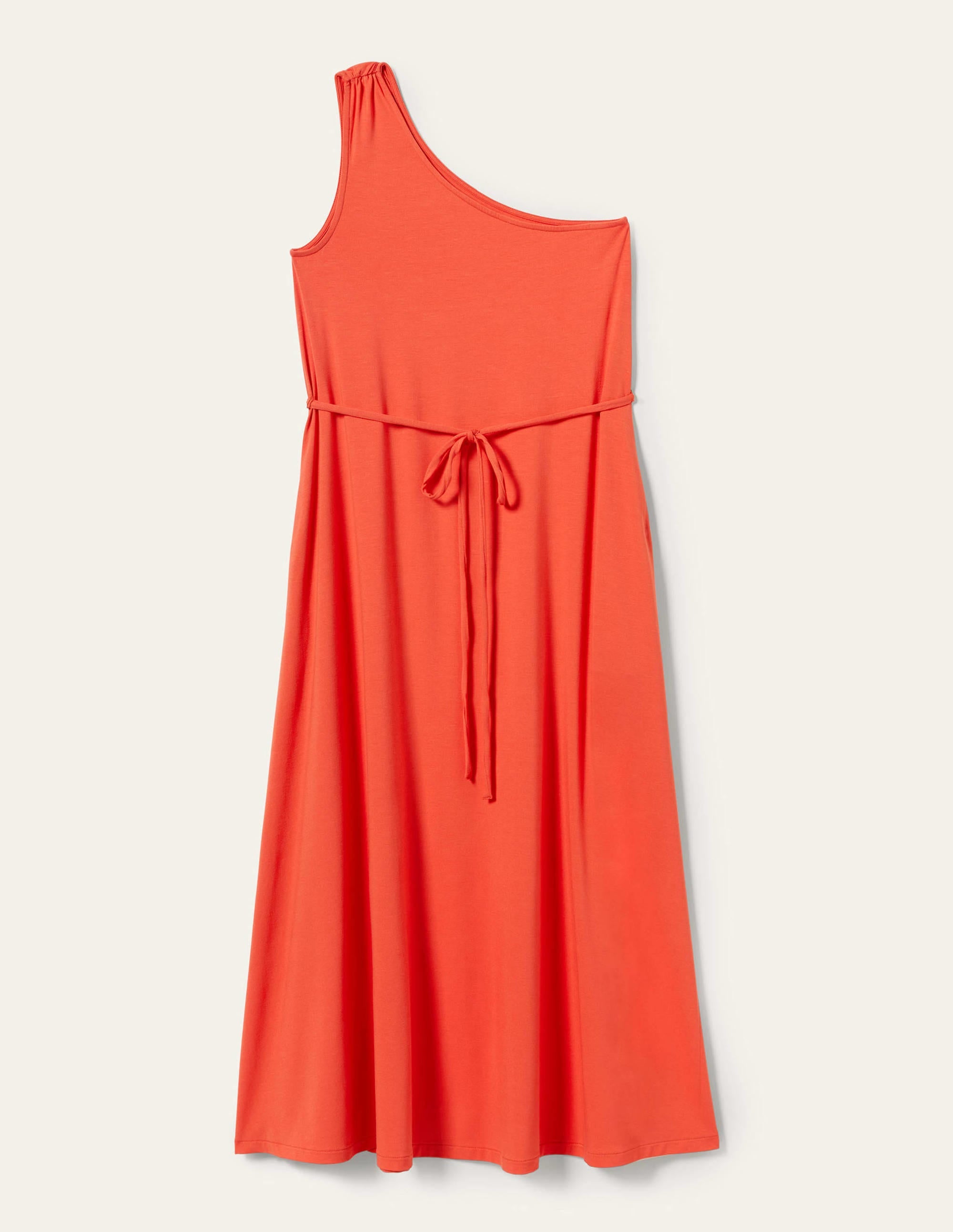 One Shoulder Jersey Midi Dress-Cherry Red - Image 5