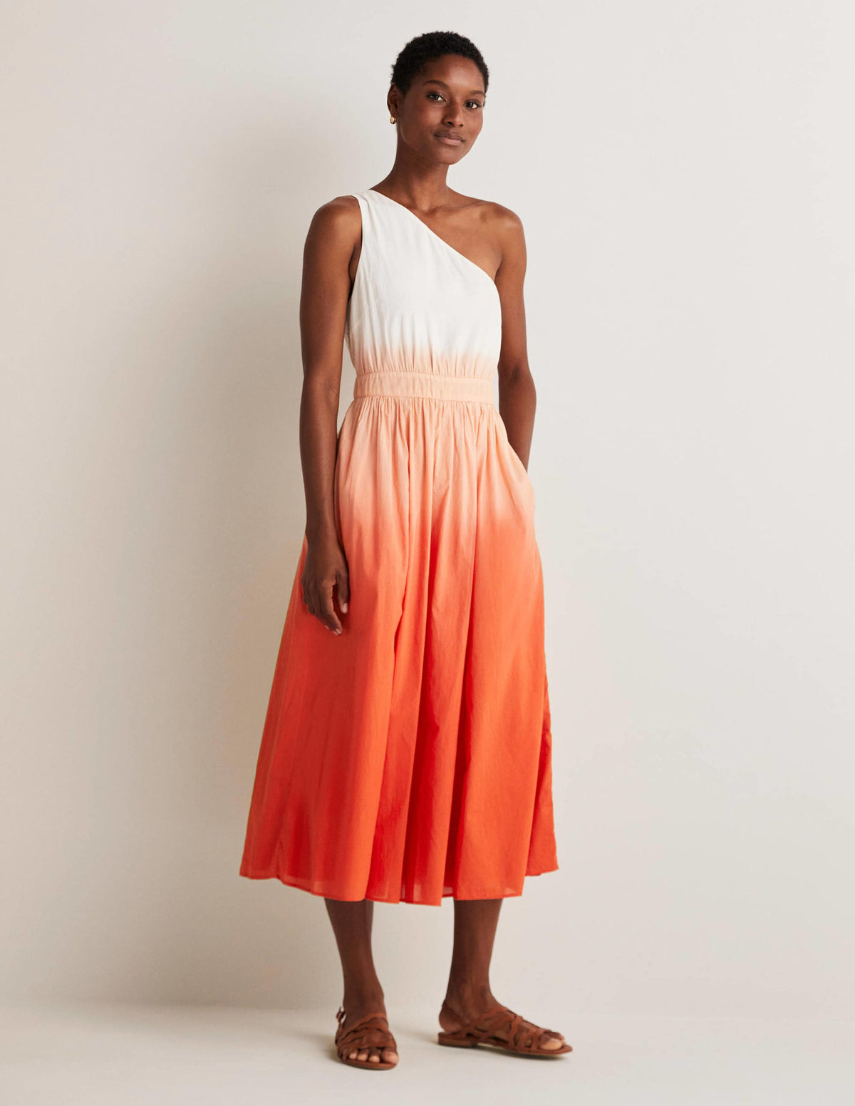 One Shoulder Midi Dress-Firecracker Dip Dye-1