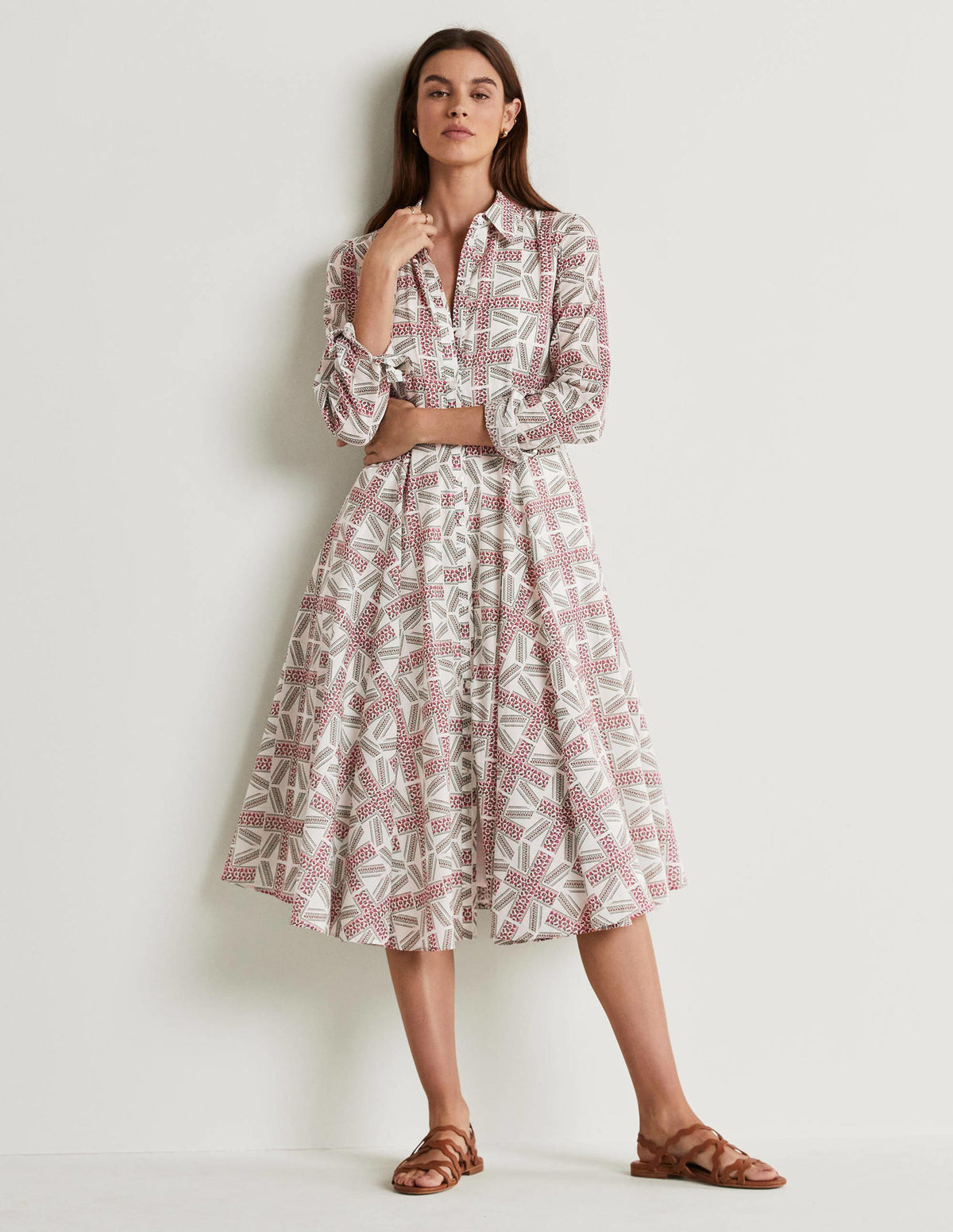 Jubilee Midi Shirt Dress-Ivory, Regal Bloom - Image 6