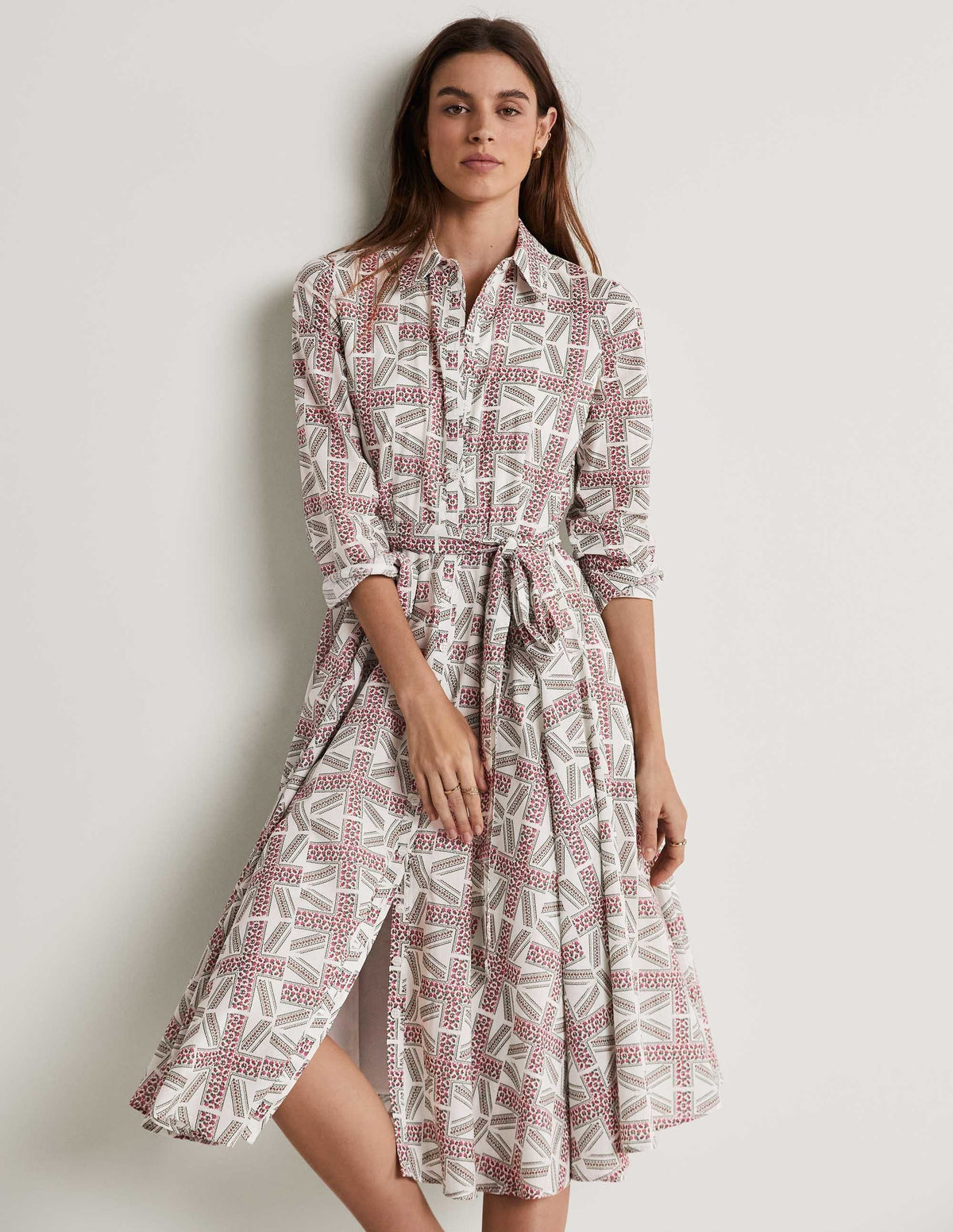 Jubilee Midi Shirt Dress-Ivory, Regal Bloom - Image 8