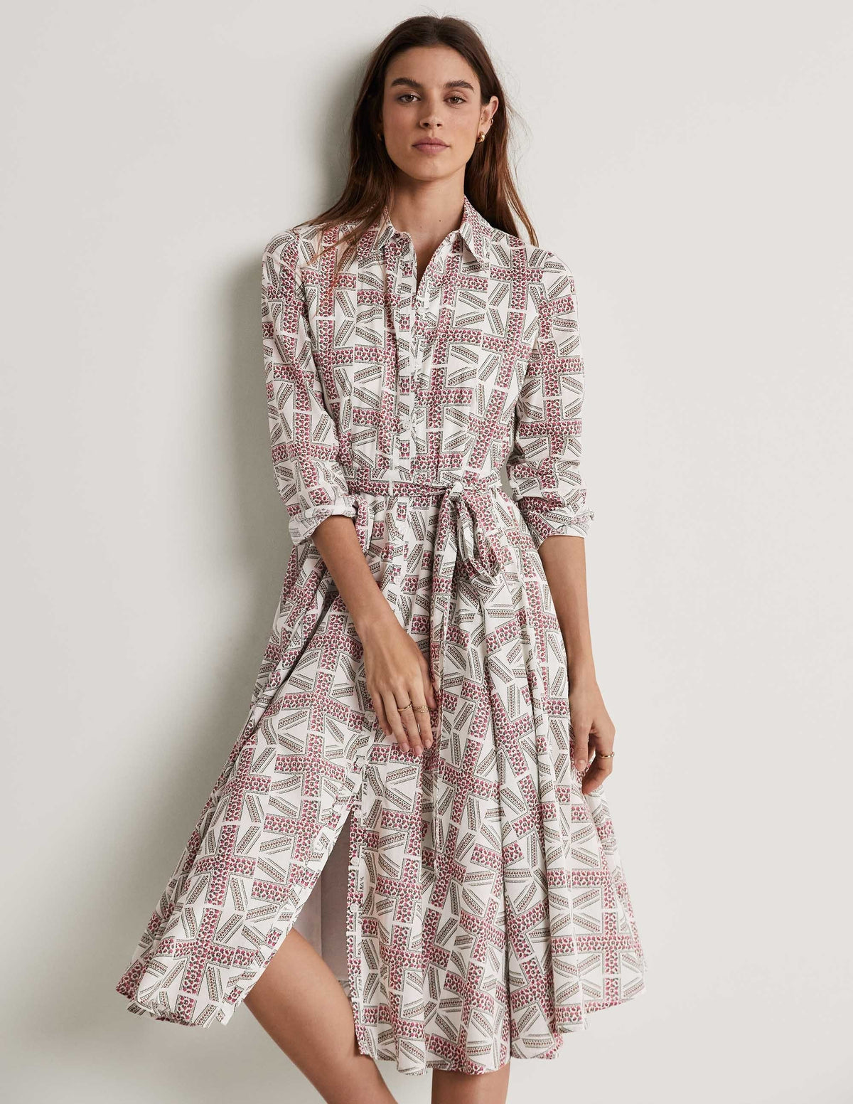 Jubilee Midi Shirt Dress-Ivory, Regal Bloom - Image 4