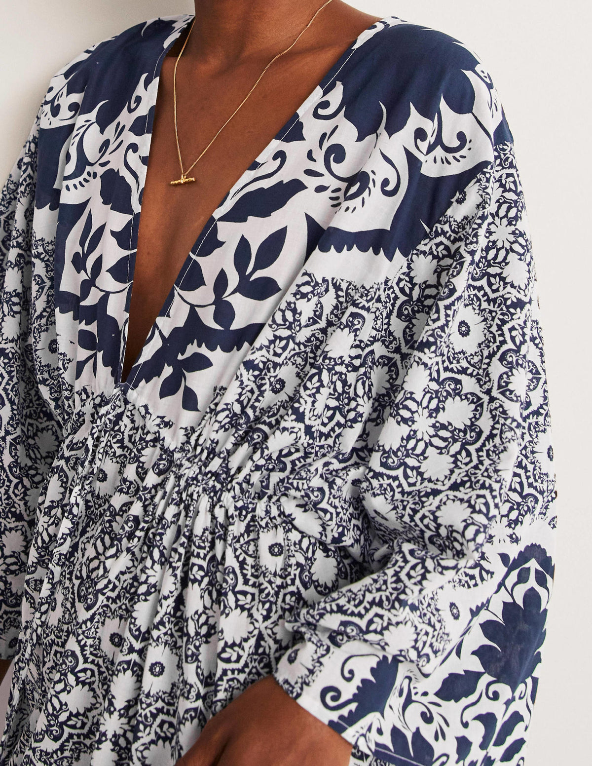 Maxi Empire Beach Kaftan Dress-Navy, Bloomsbury-2