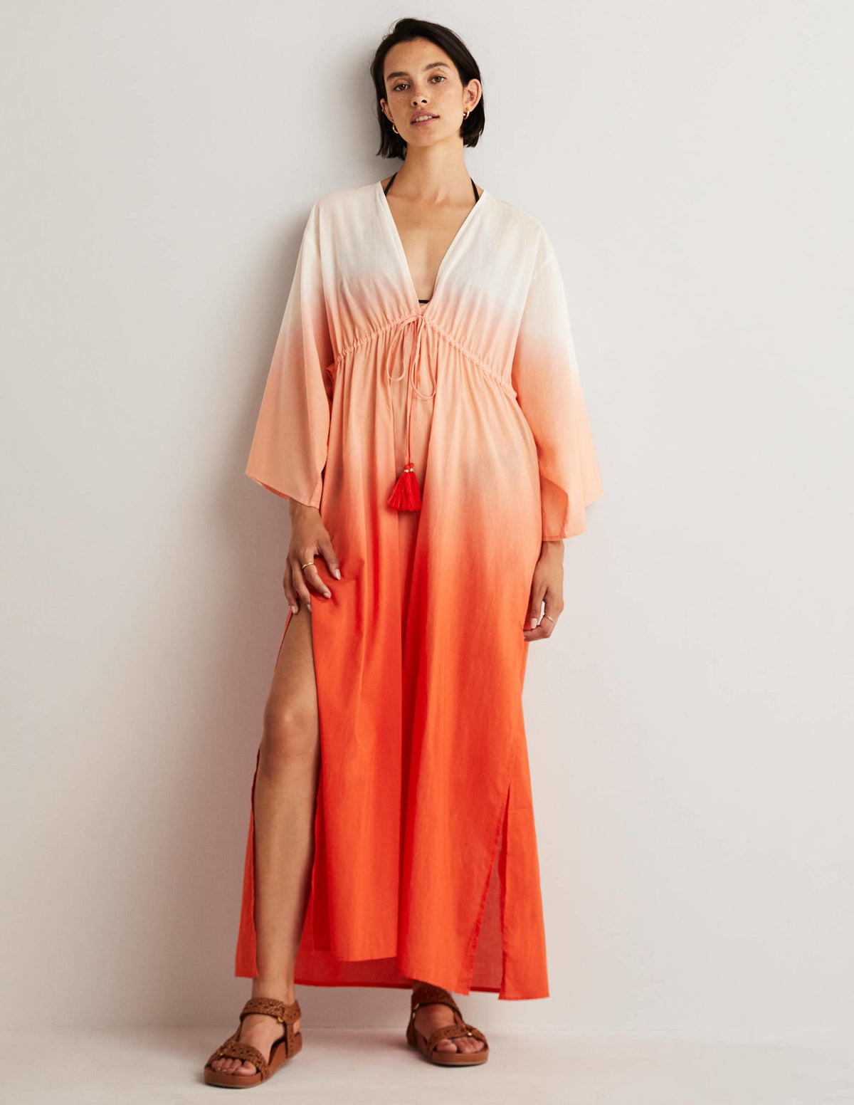 Maxi Empire Beach Kaftan Dress-Firecracker Dip Dye-1