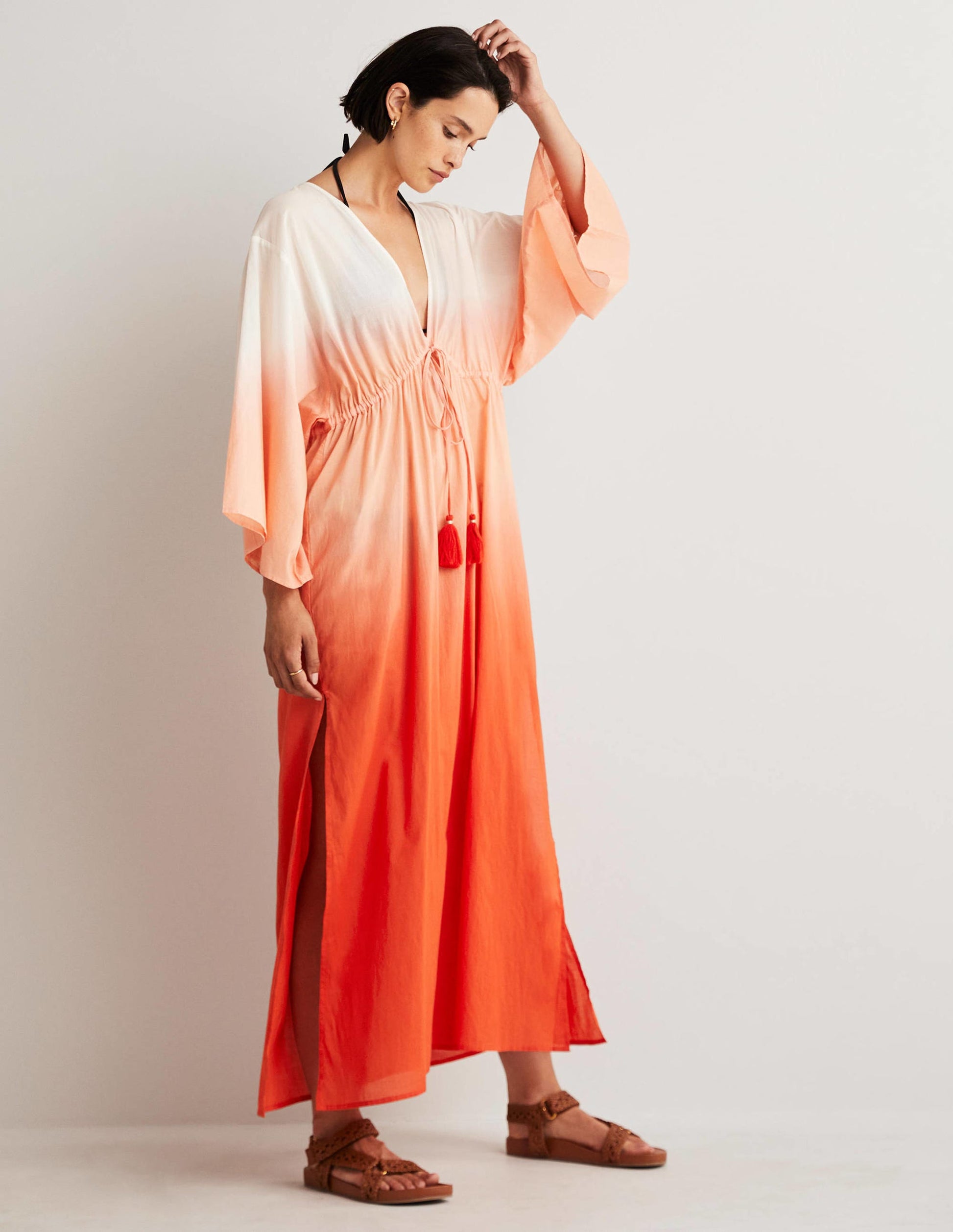 Maxi Empire Beach Kaftan Dress-Firecracker Dip Dye-4