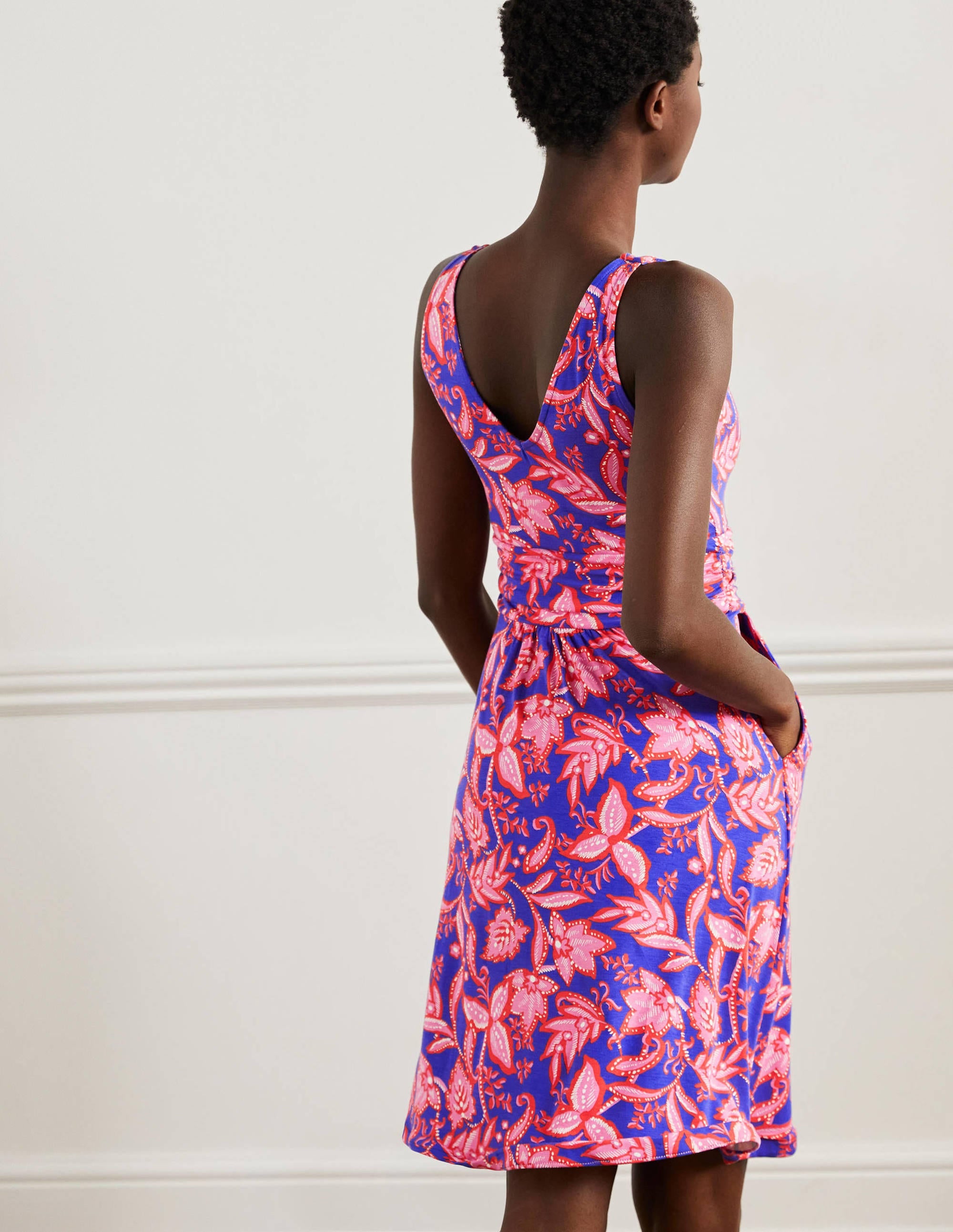 Effie V-Neck Jersey Dress-Strawberry Daiquiri Wild Flora - Image 3