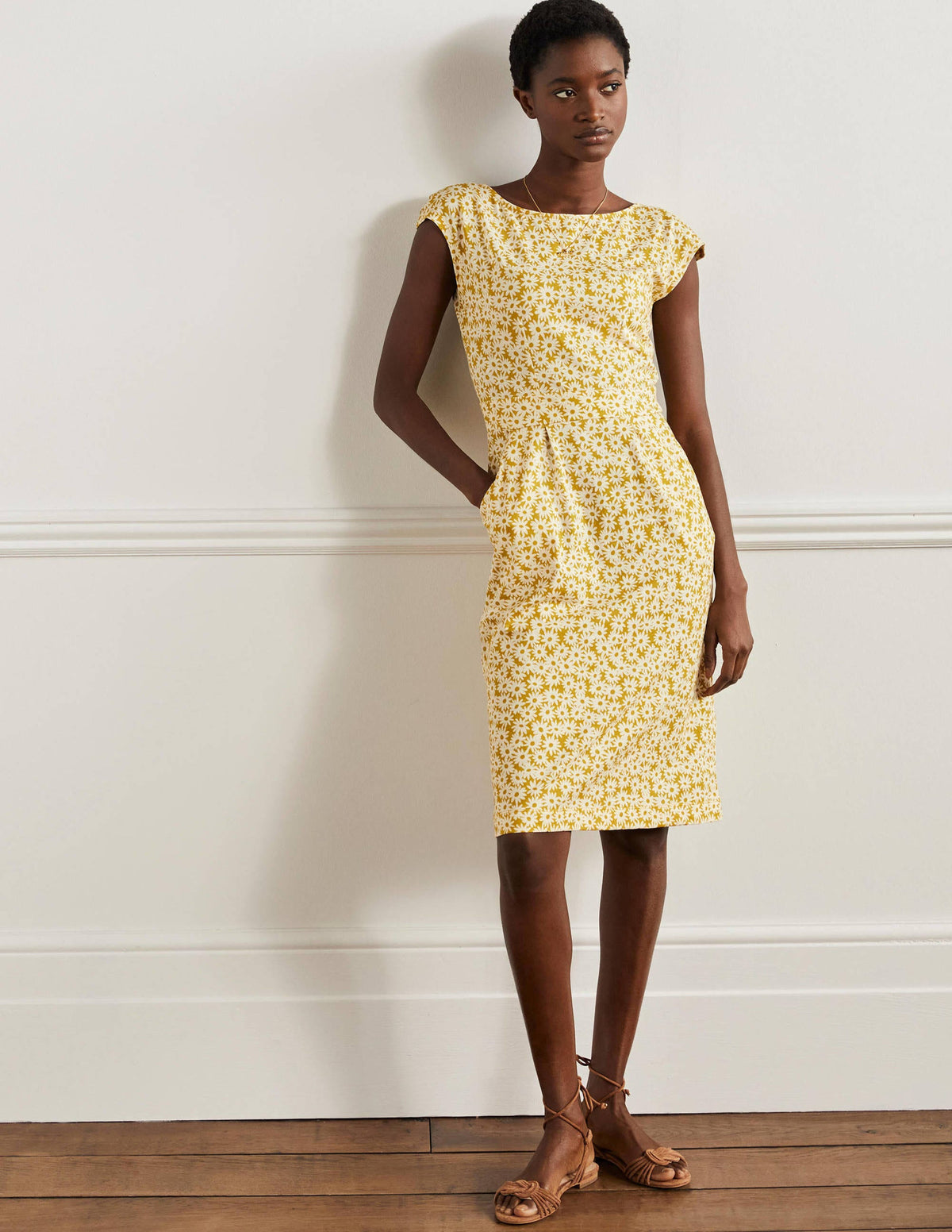 Florrie Jersey Dress-Olive Oil, Daisy Floral-1