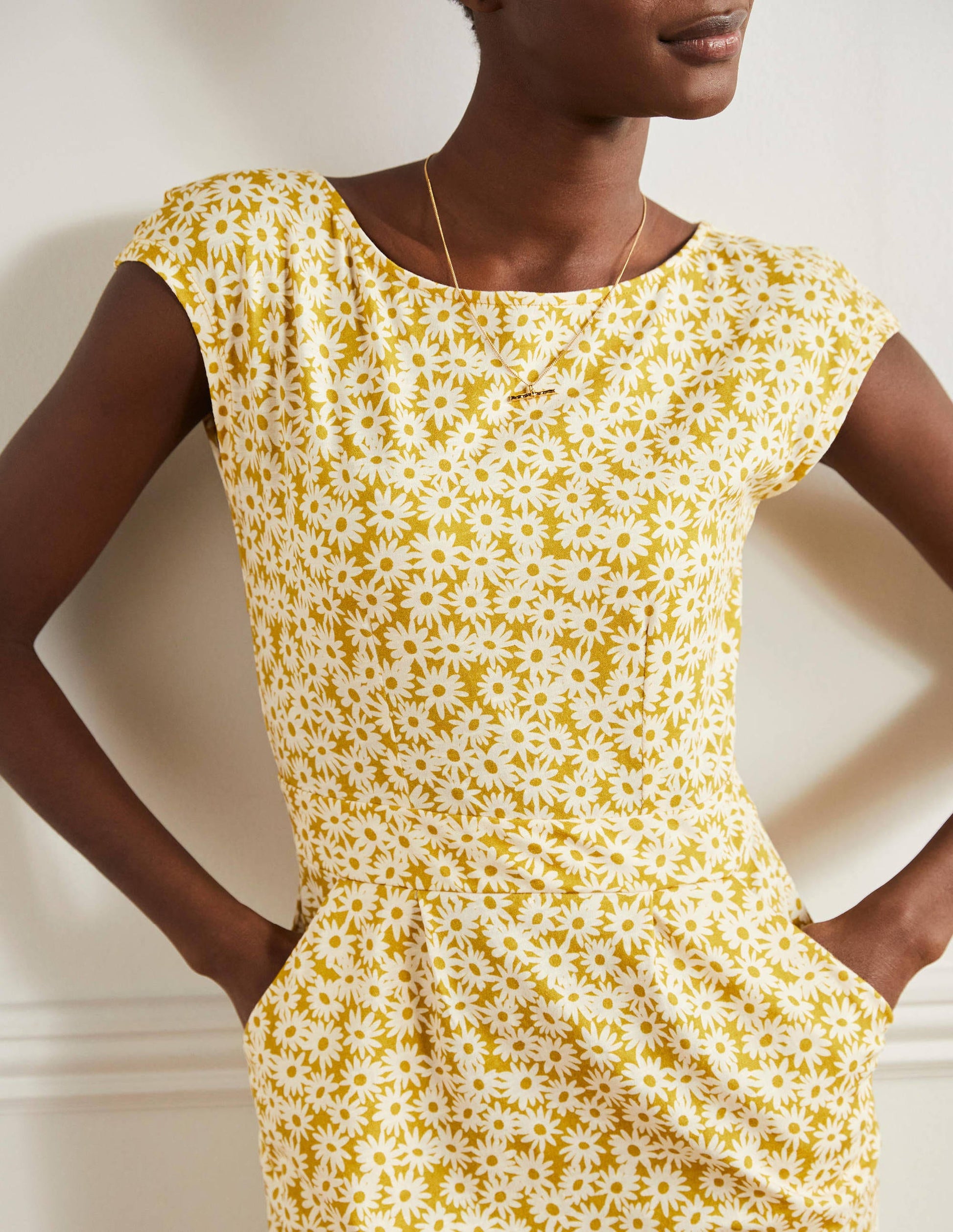 Florrie Jersey Dress-Olive Oil, Daisy Floral-2