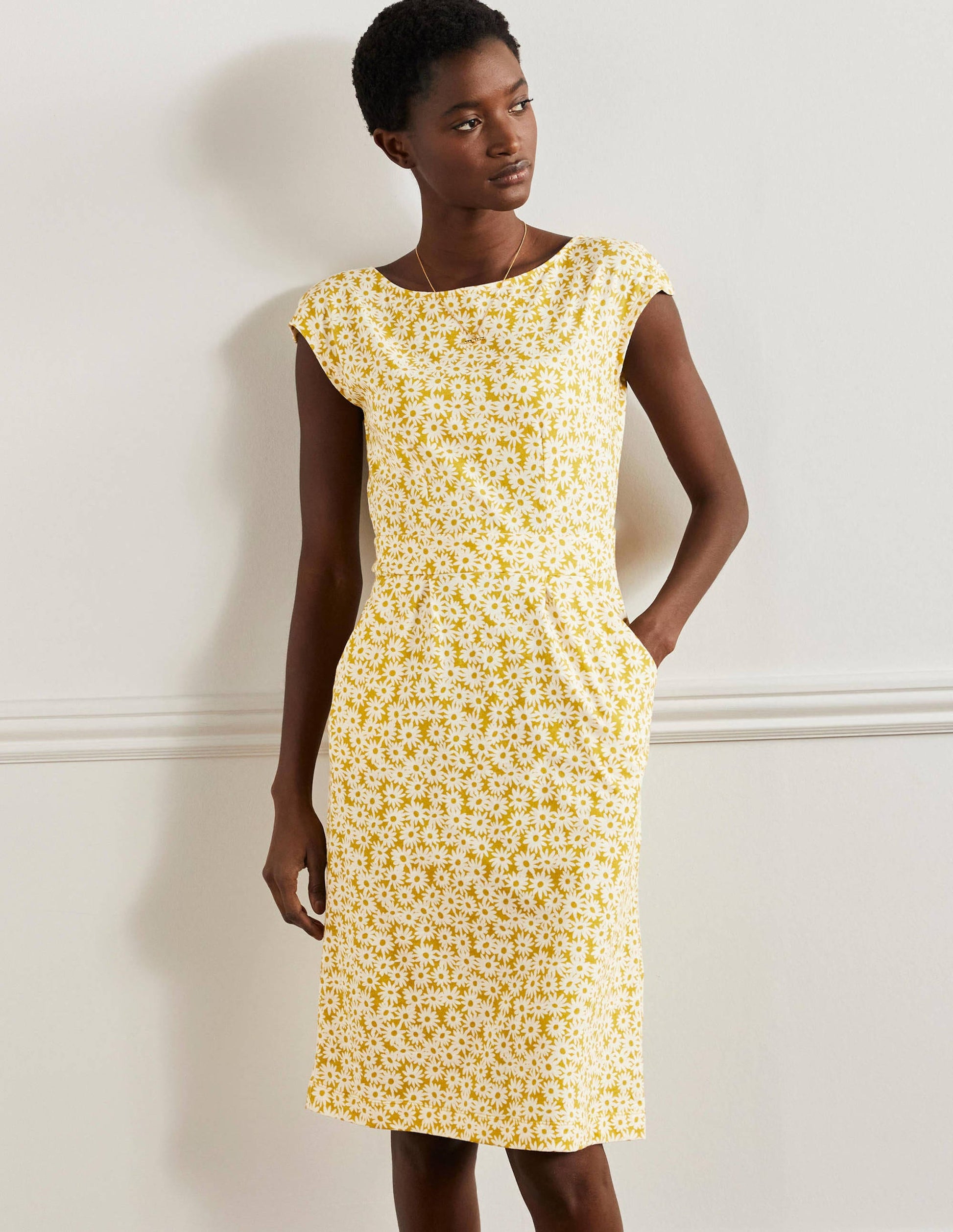 Florrie Jersey Dress-Olive Oil, Daisy Floral-4