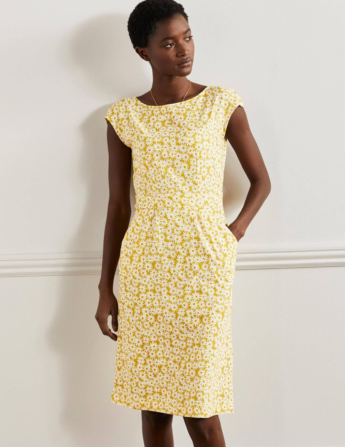 Florrie Jersey Dress-Olive Oil, Daisy Floral - Image 4