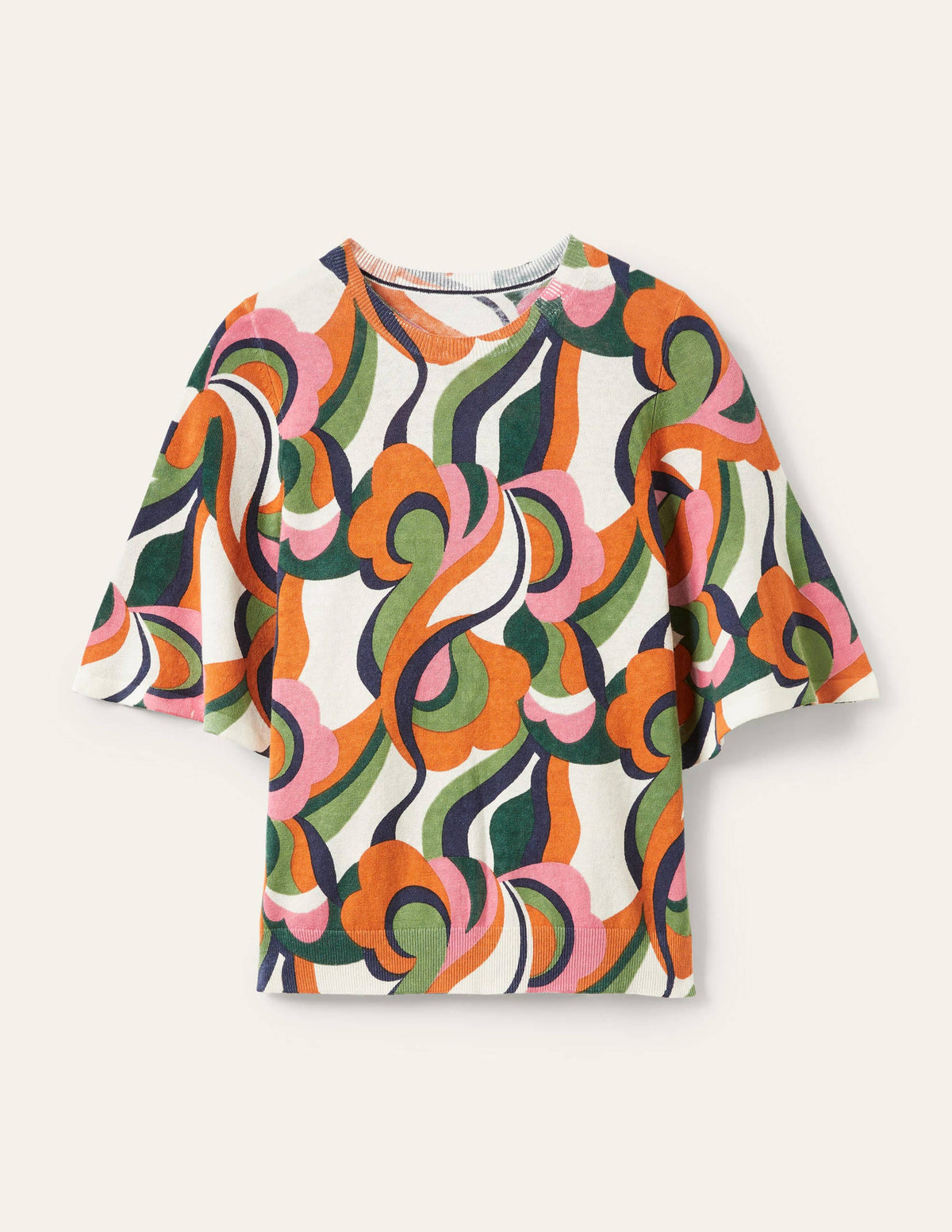 Cara Knitted T-Shirt-Abstract Swirl, Multi - Image 6