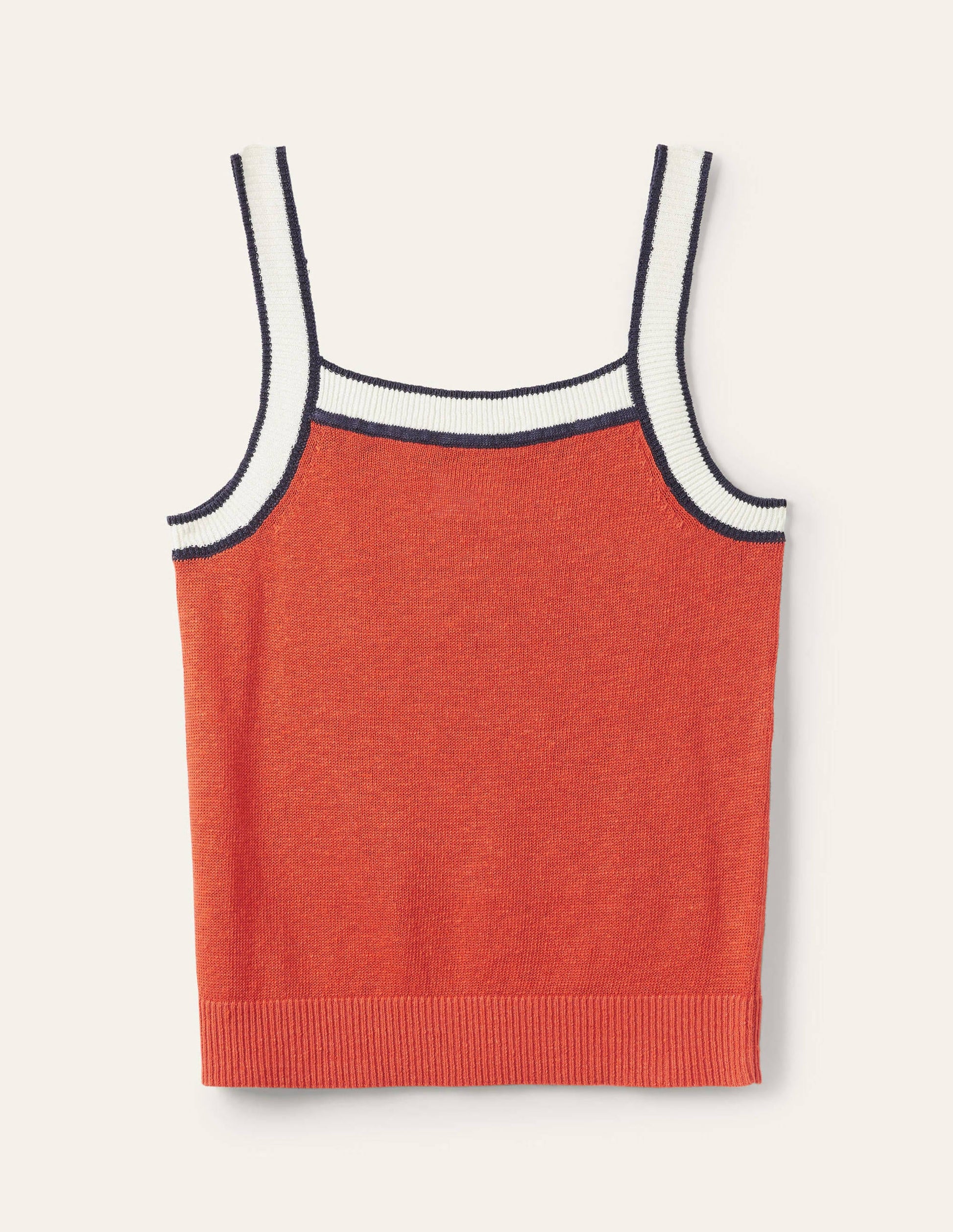 Square Neck Linen Tank-Bright Papaya-5