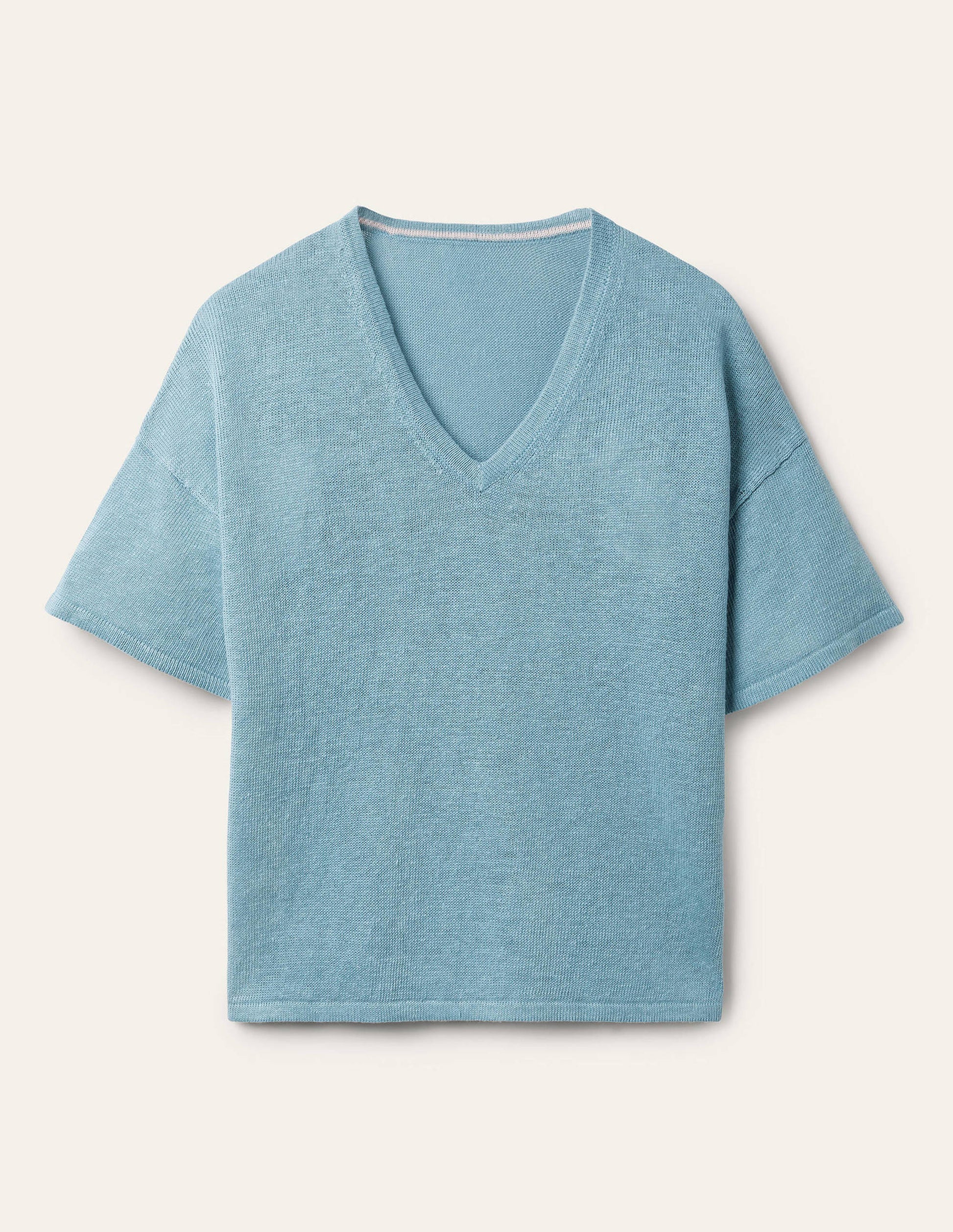 Linen Knitted  T-shirt-Larkspur Blue-6
