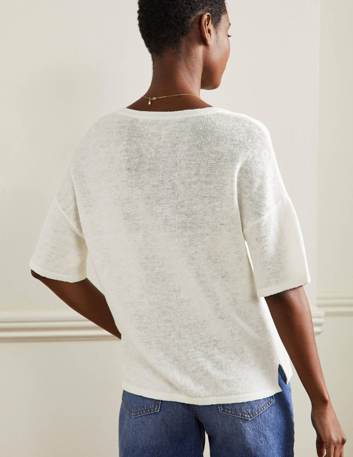 Linen Knitted  T-shirt-Ivory-3