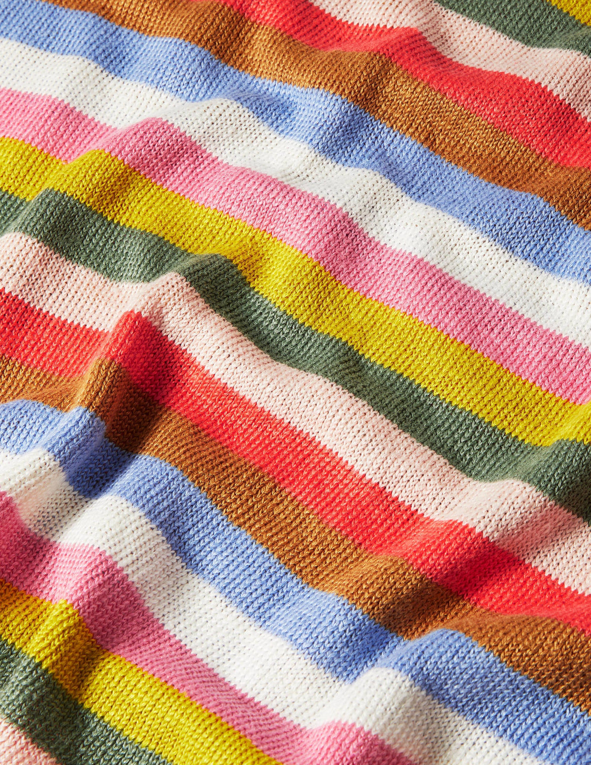 Linen Knitted  T-shirt-Hot Coral Rainbow-5