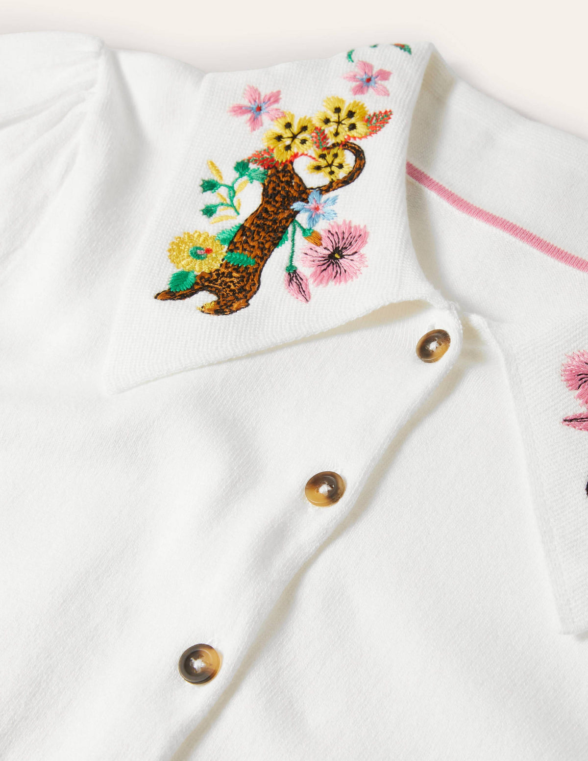Embroidered Collar Cardigan-Ivory - Image 5