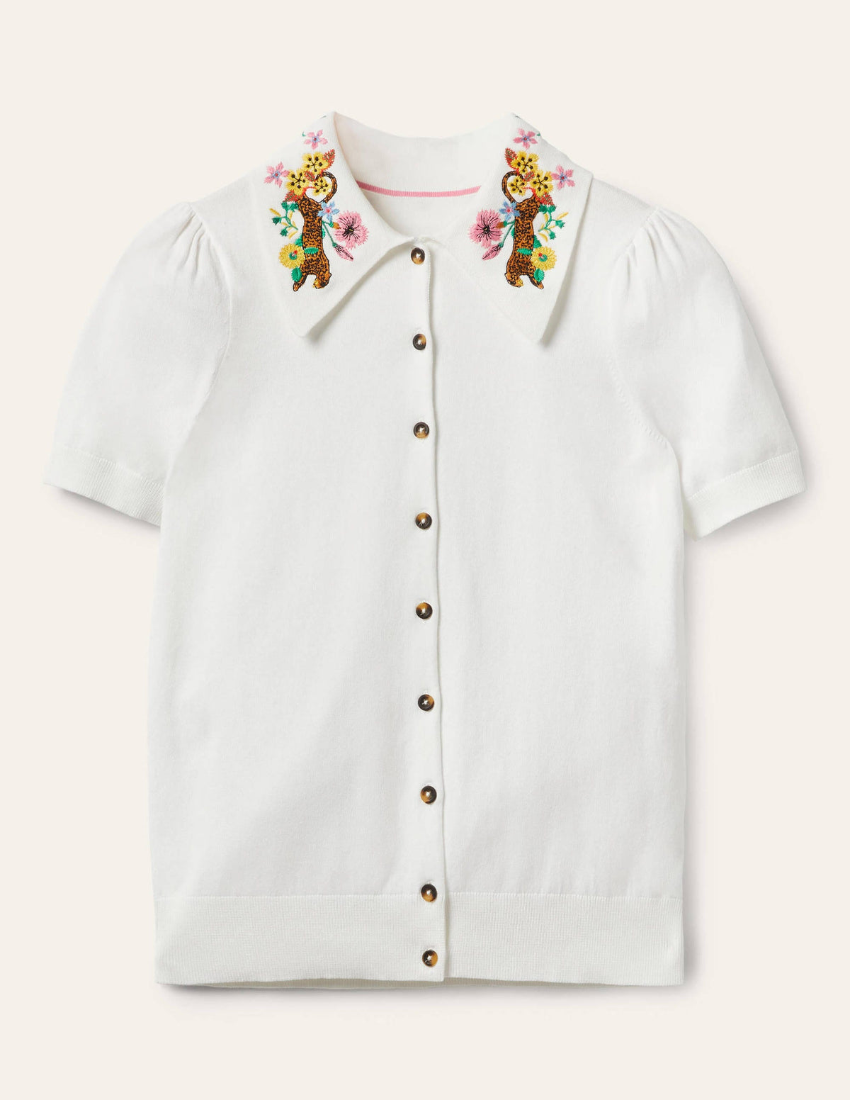 Embroidered Collar Cardigan-Ivory-6