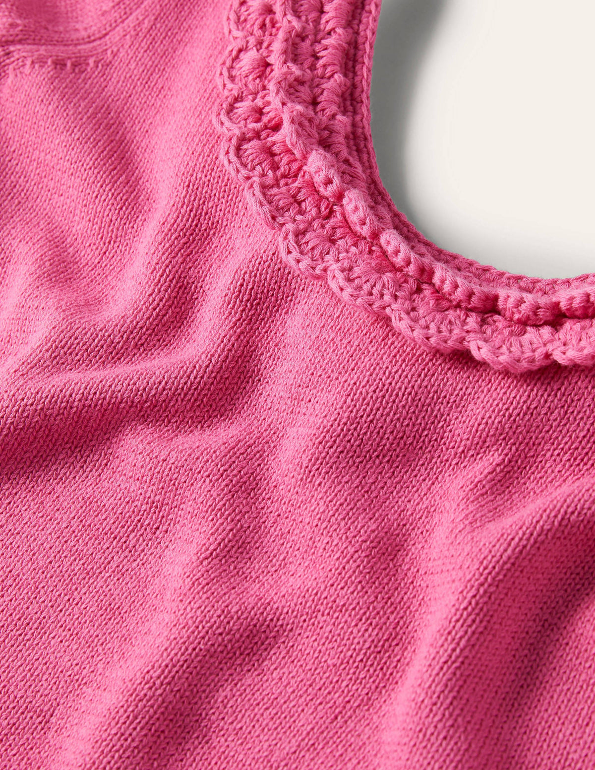 Crochet Scallop Knit T-shirt-Strawberry Daiquiri Pink-5