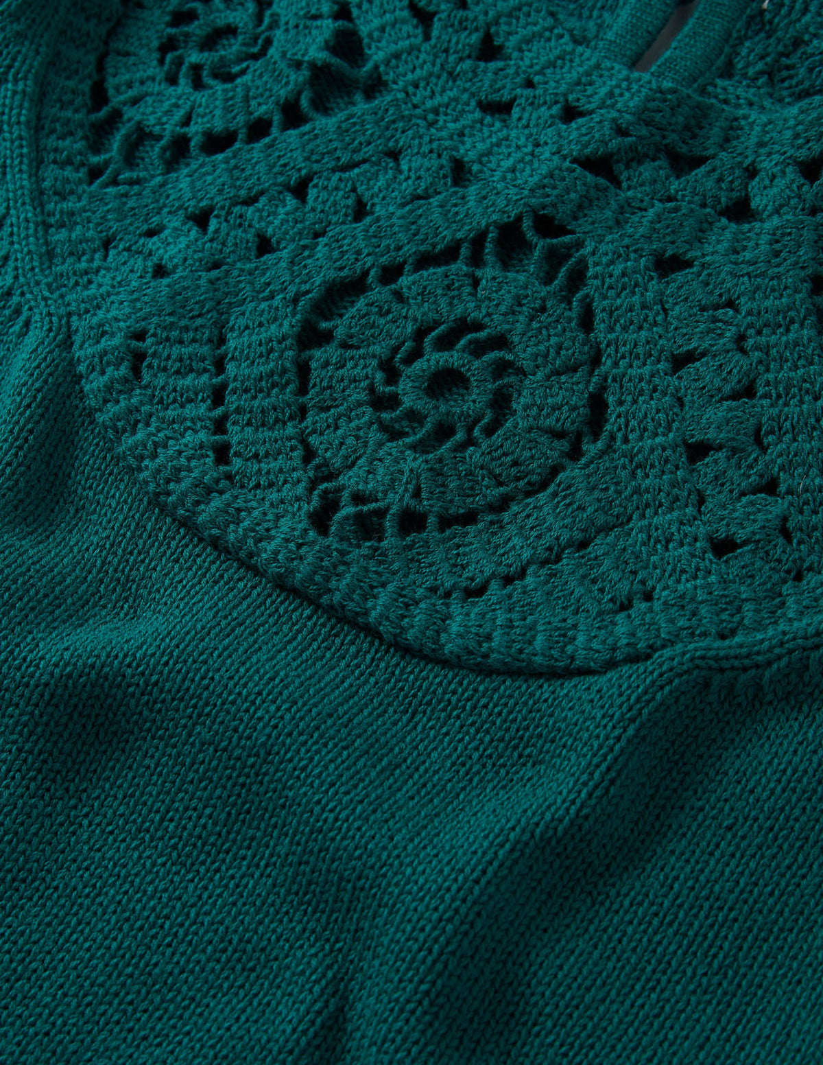 Crochet Detail Knitted T-shirt-Chesapeake Bay Green - Image 6