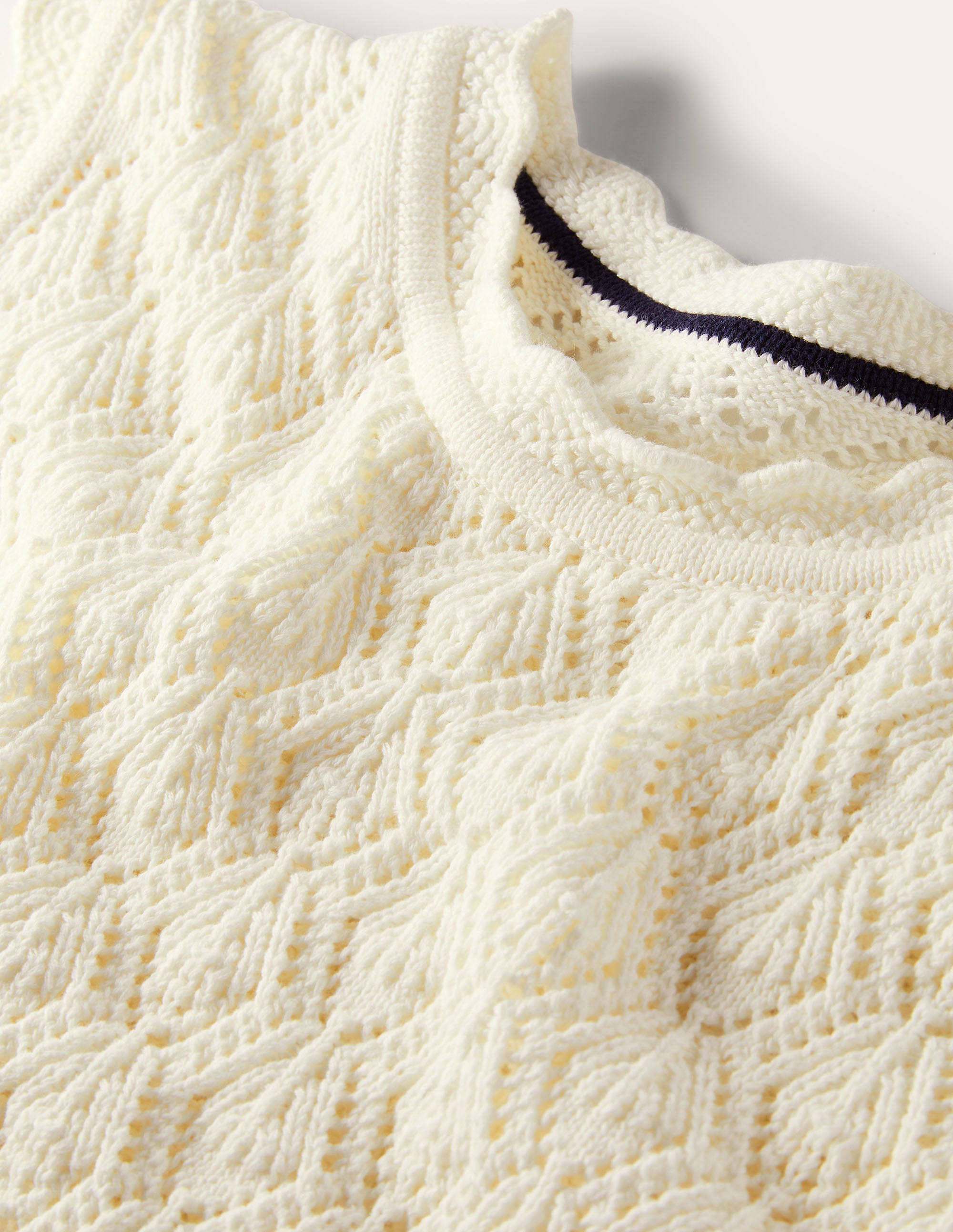 Scallop Crochet Knitted Vest-Ivory - Image 5