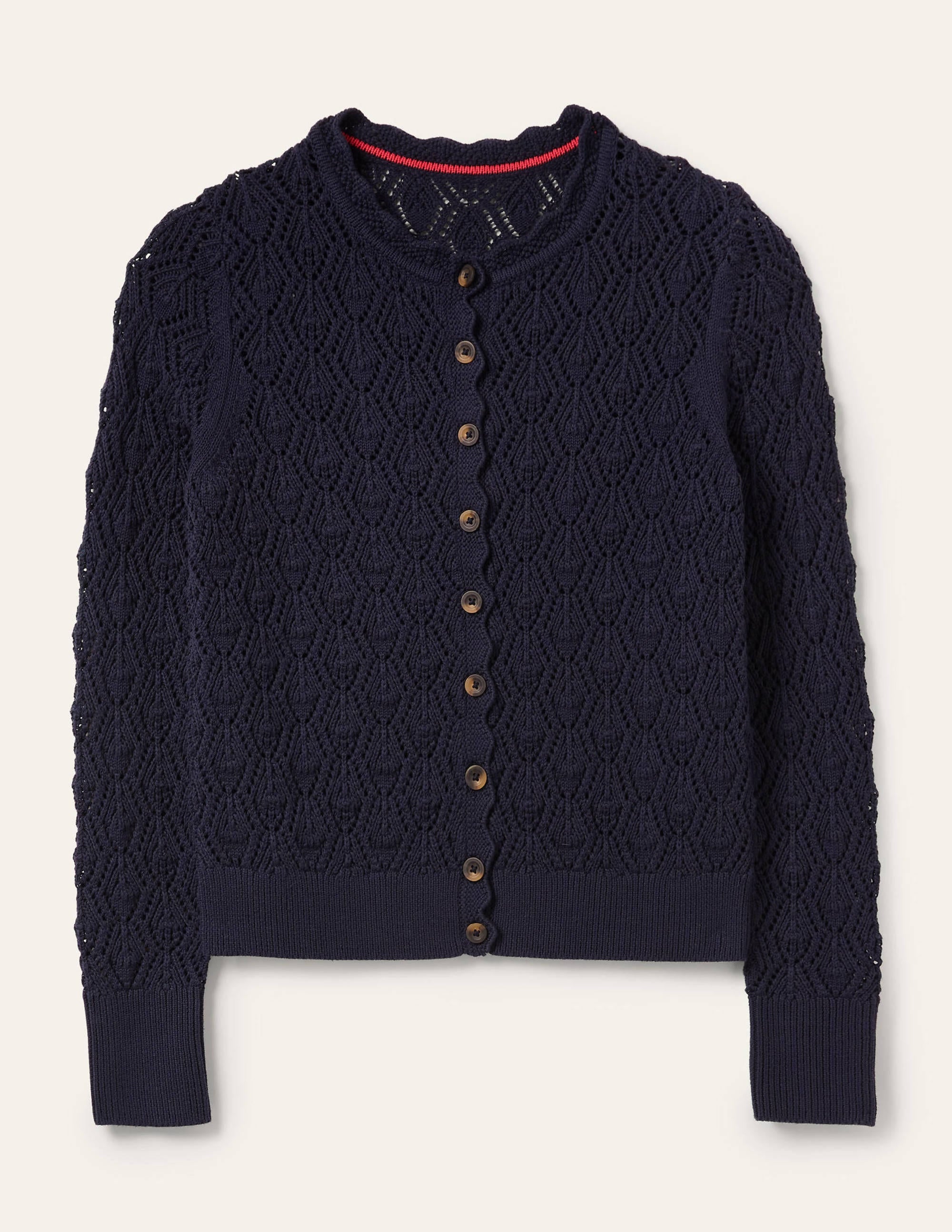 Scallop Crochet Cardigan-navy - Image 7