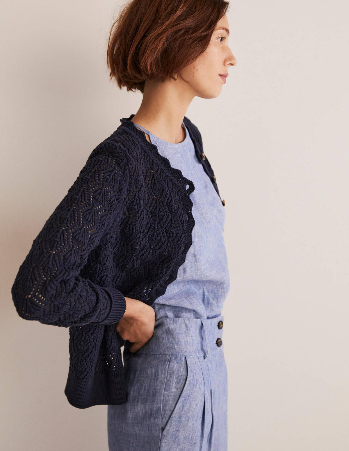 Scallop Crochet Cardigan-navy-4
