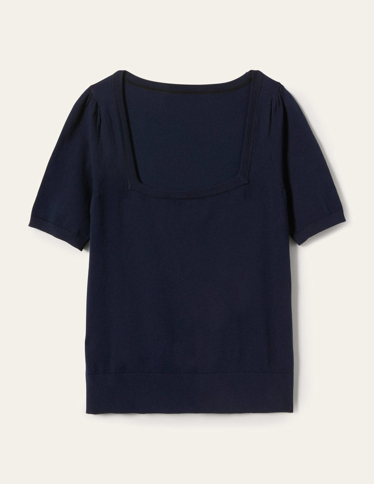 Cotton Square Neck Knitted Top-Navy - Image 6
