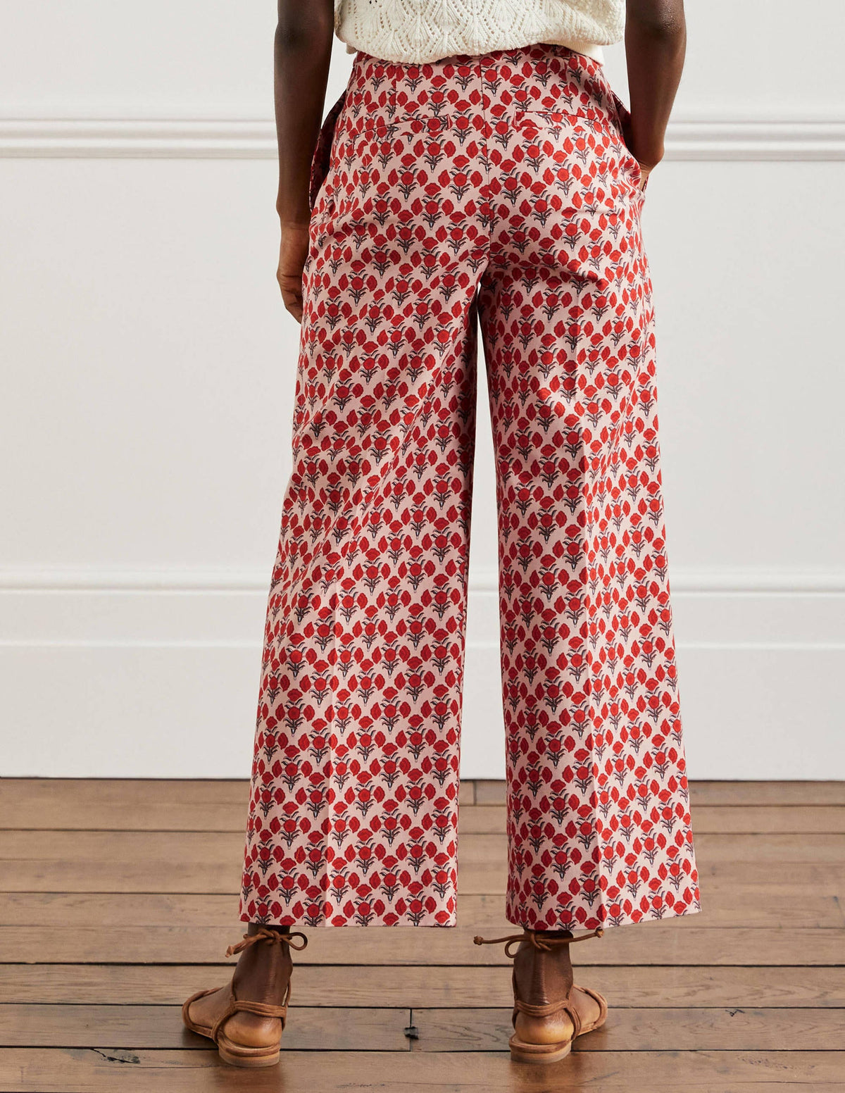 High Waisted Richmond Pants-Milkshake, Poppy Geo-3