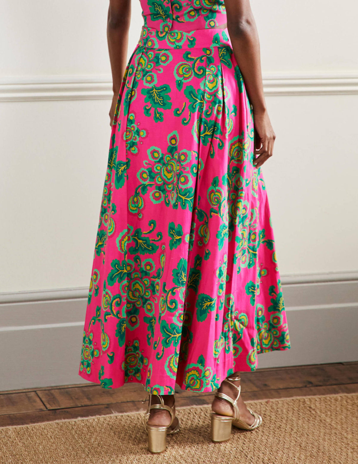 Scarlett Printed Midi Skirt-Party Pink, Wild Blooms - Image 3