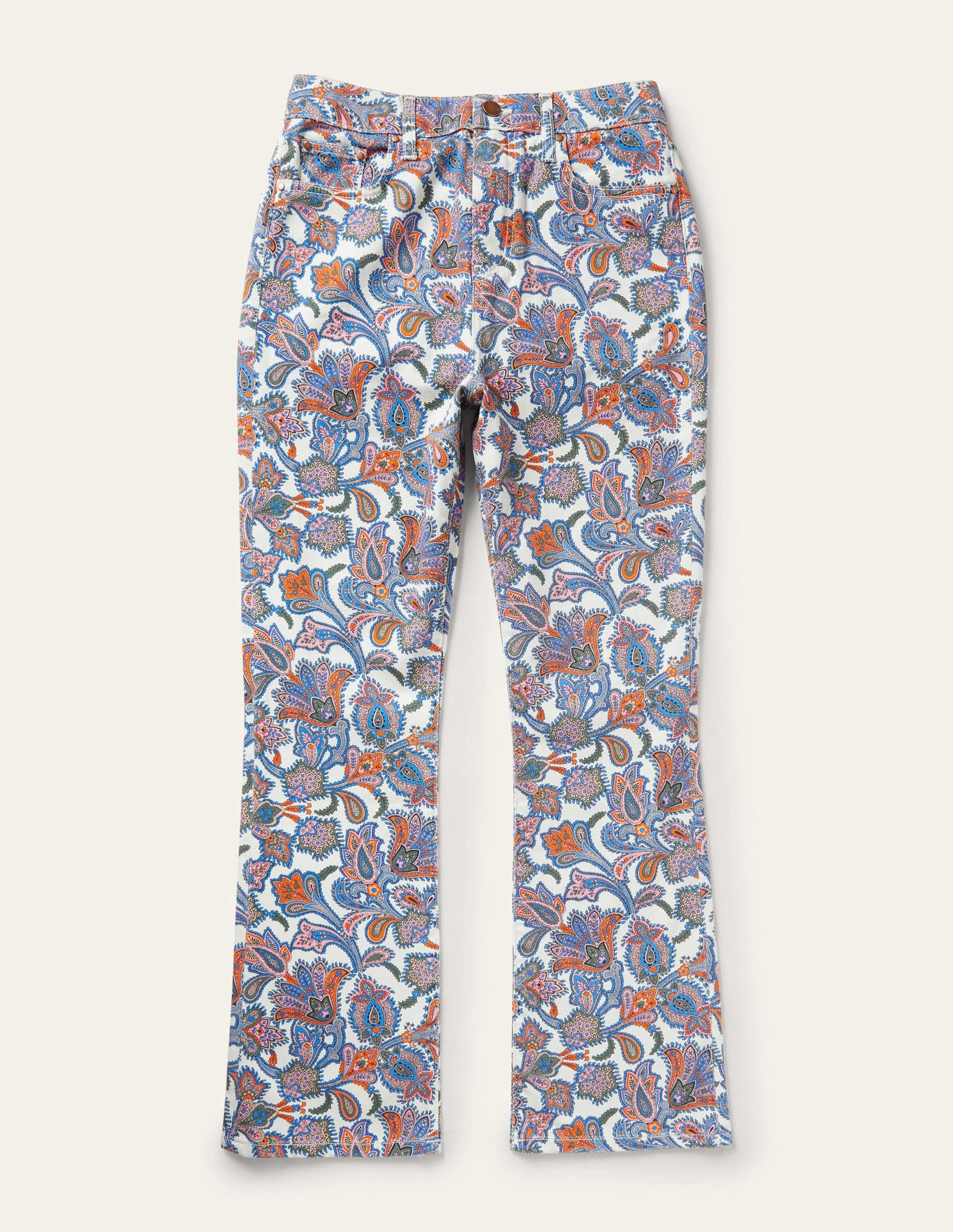 Cropped Flare Jeans-Ivory, Paisley Bud - Image 6