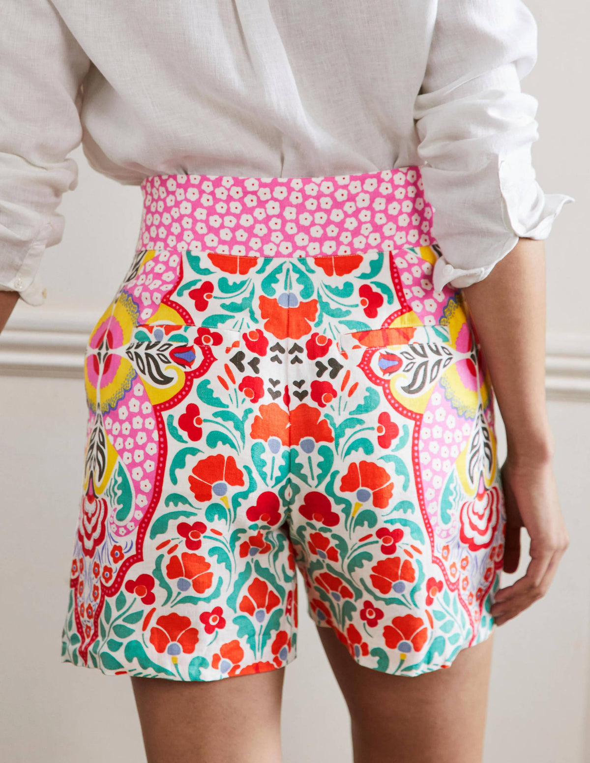 Georgina Linen Shorts-Multi, Passion Bloom-3