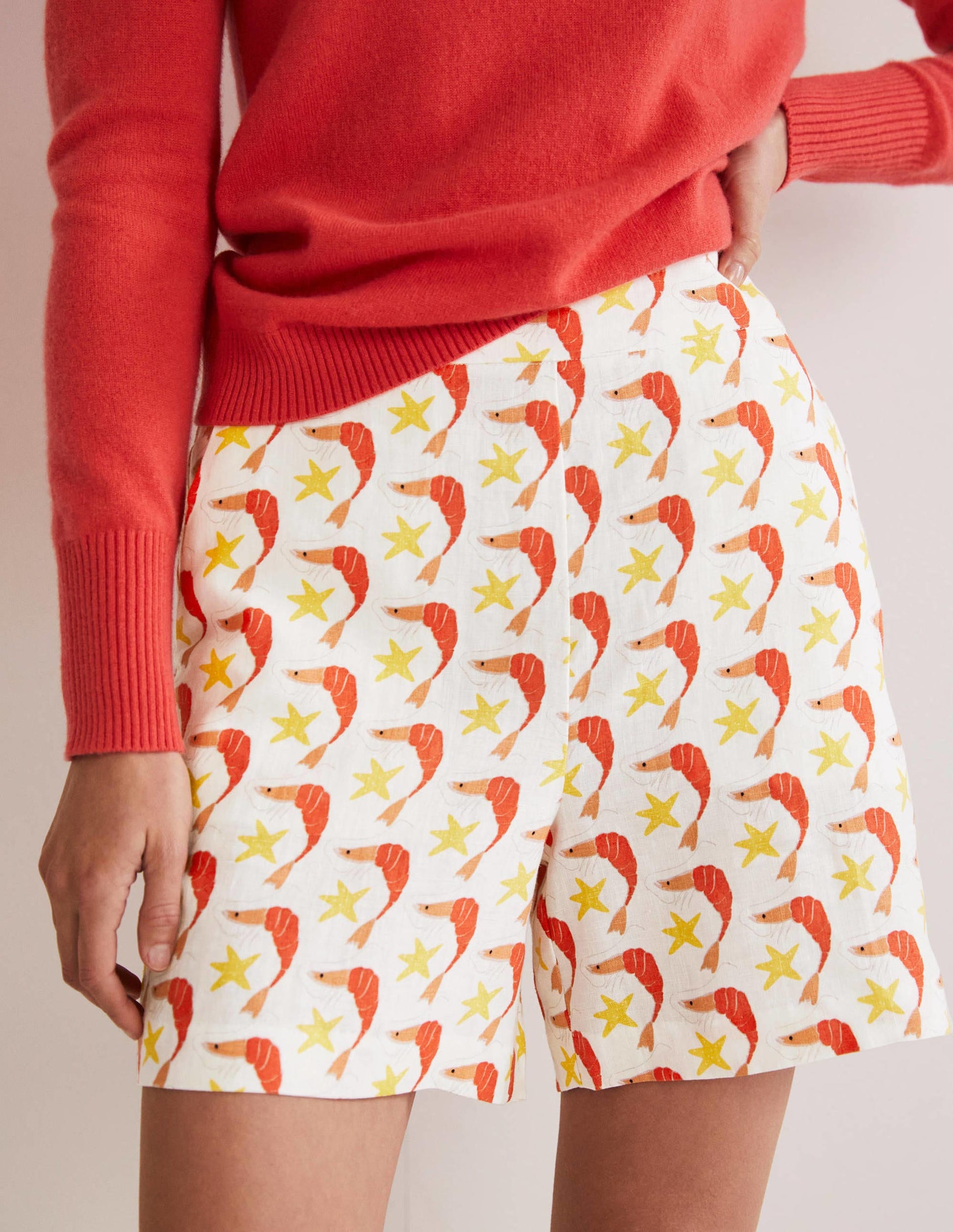 Georgina Linen Shorts-Firecracker, Shrimpy-4