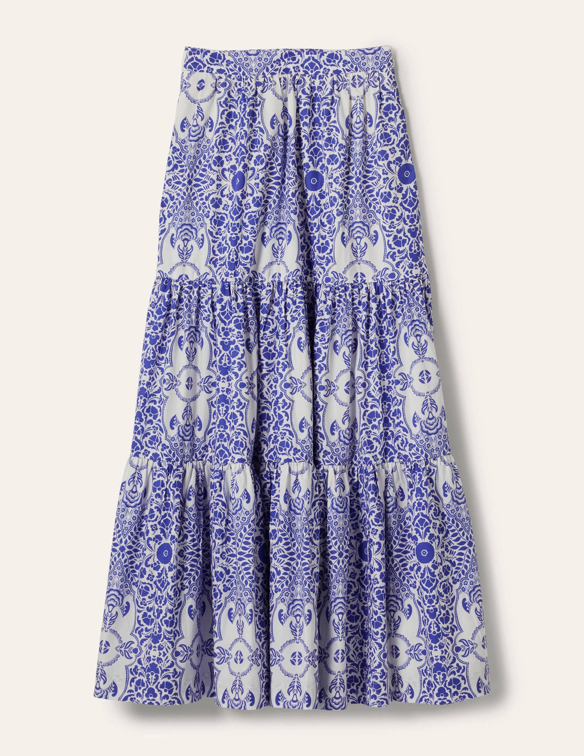 Lorna Tiered Maxi Skirt-Ivory, Bluebell Passion Bloom - Image 5