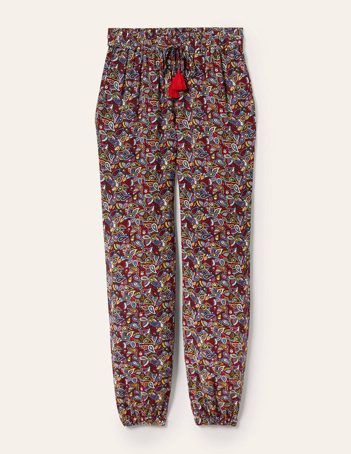 Crinkle Tapered Pants-French Navy, Paisley Blush-5