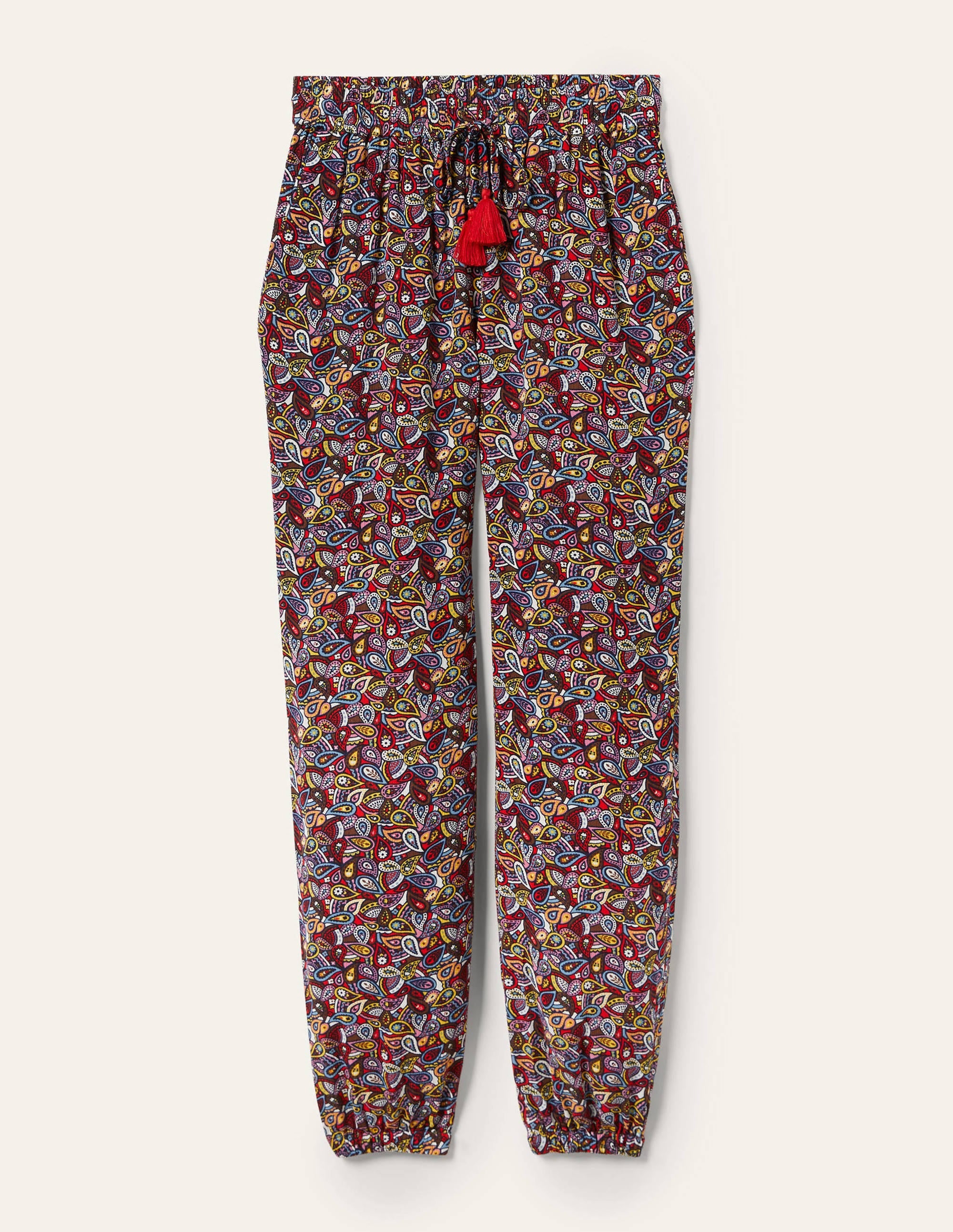 Crinkle Tapered Pants-French Navy, Paisley Blush - Image 5