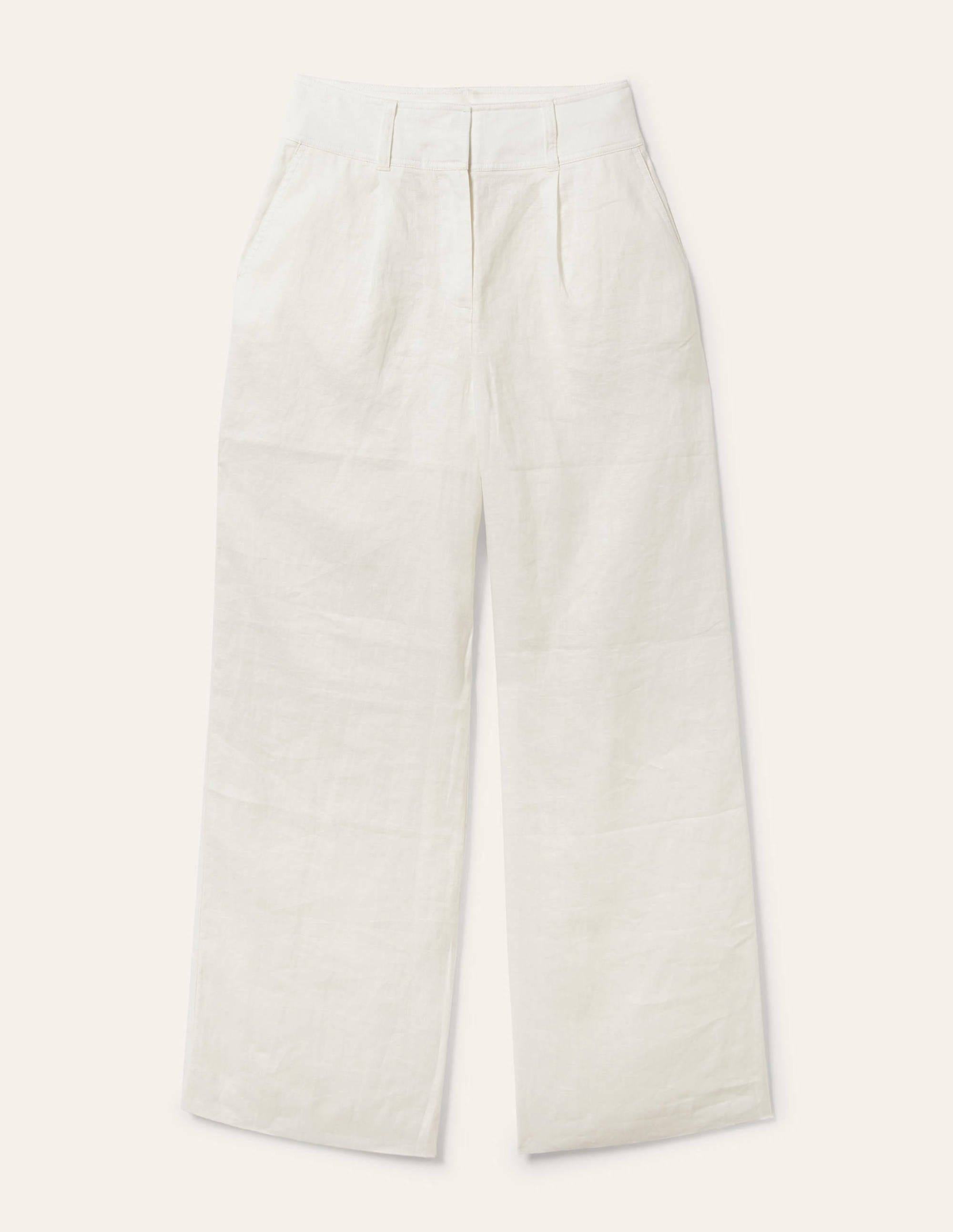 Wide Leg Linen Pants-White - Image 7