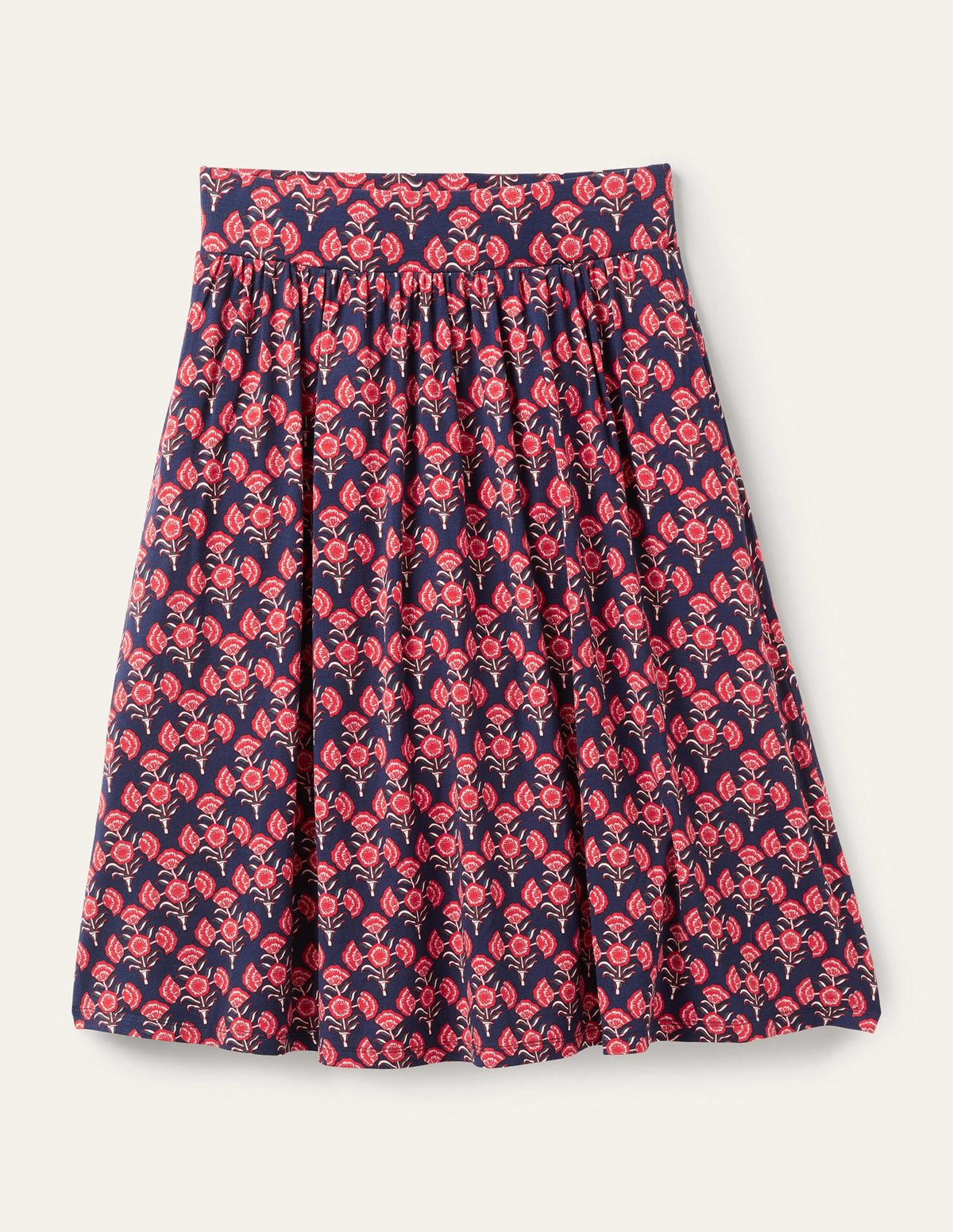Pull On Jersey Mini Skirt-French Navy, Poppy Geo-9