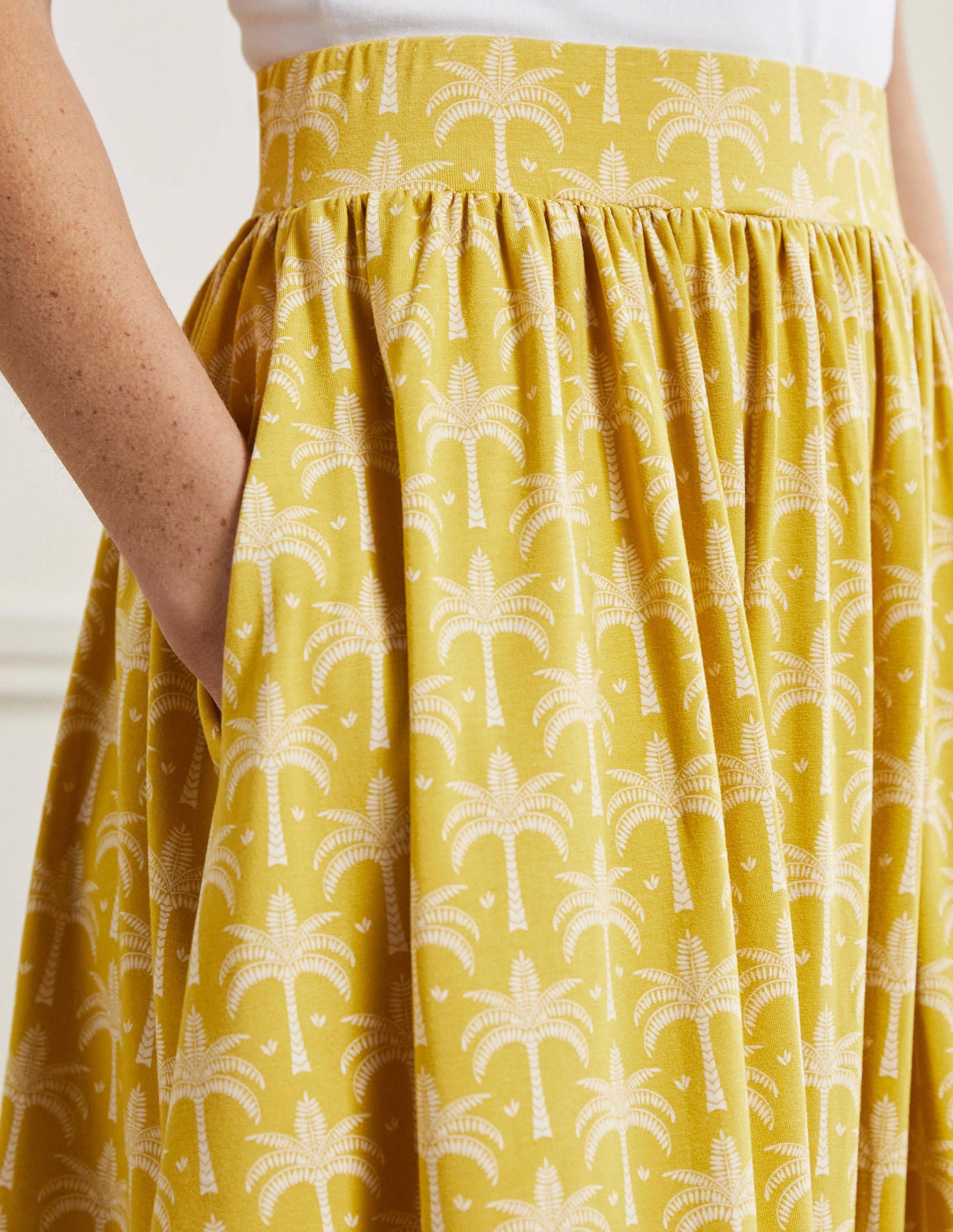 Pull On Jersey Mini Skirt-Butter, Paradise Palm-2