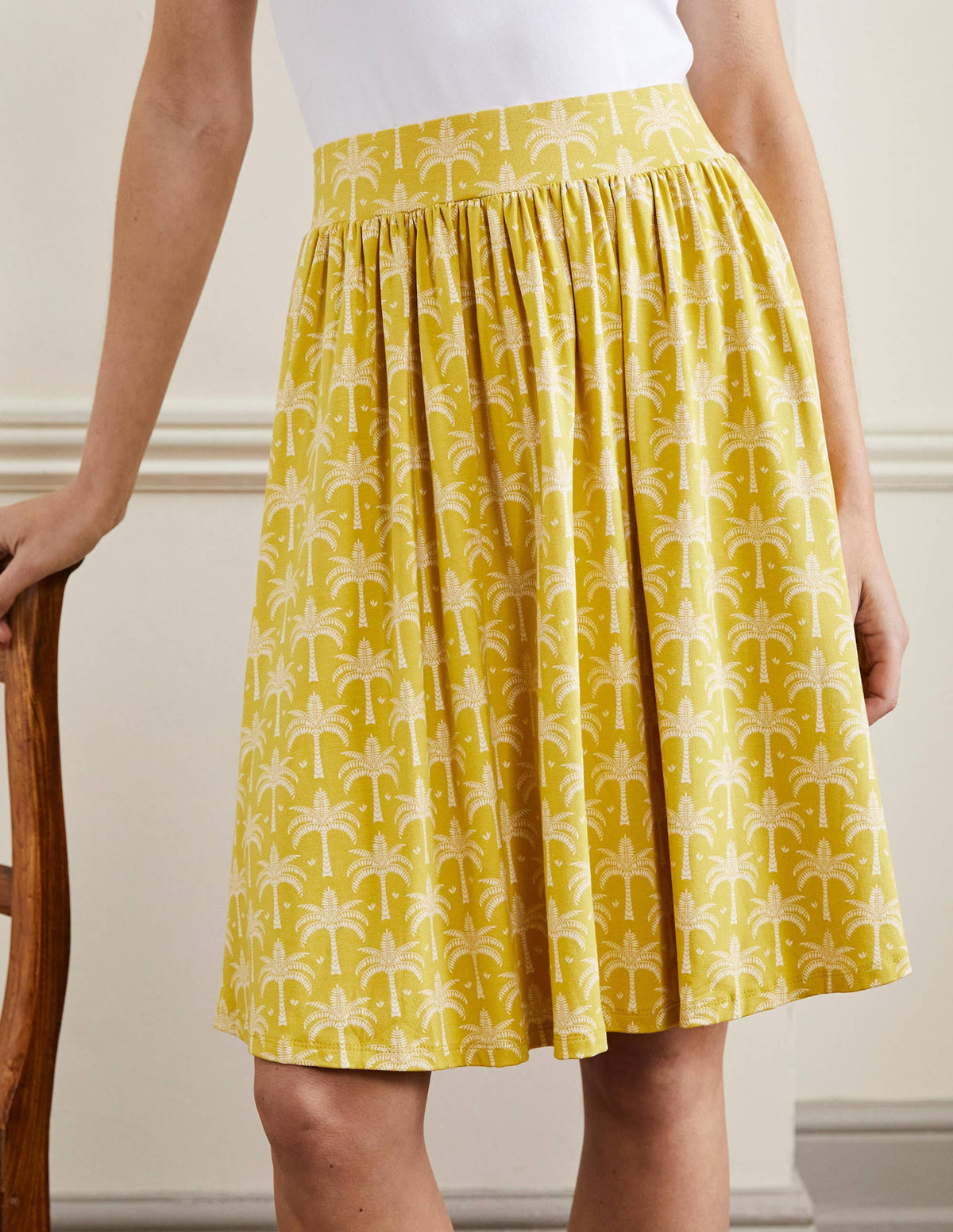 Pull On Jersey Mini Skirt-Butter, Paradise Palm-4