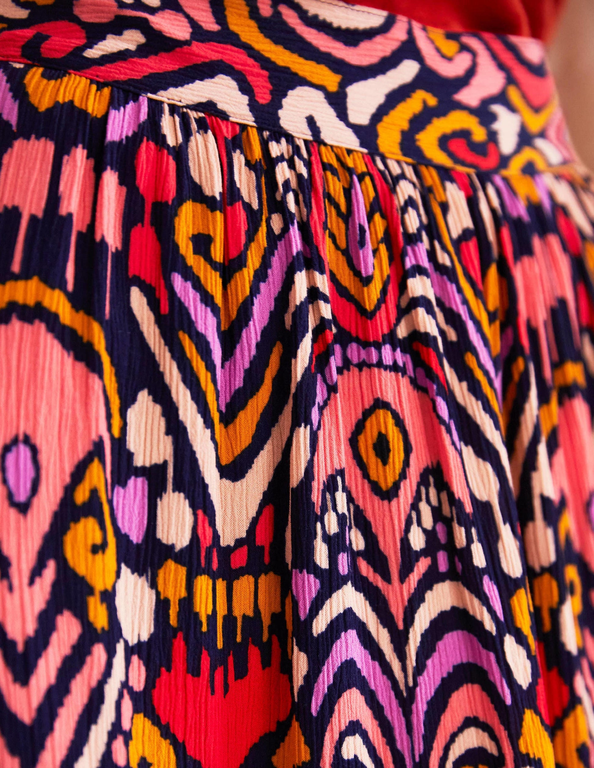 Grace Crinkle Mini Skirt-French Navy, Ikat Charm-5