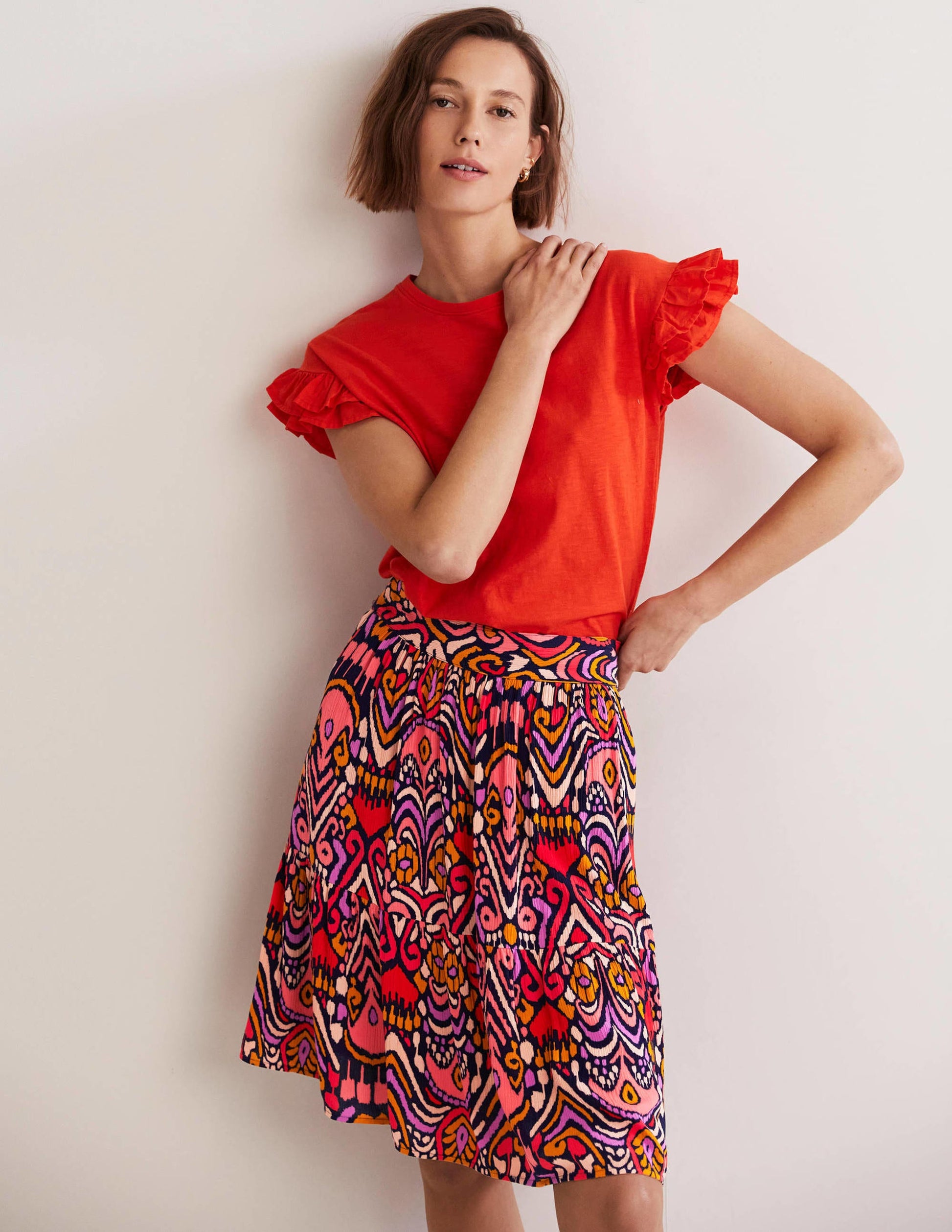 Grace Crinkle Mini Skirt-French Navy, Ikat Charm-1