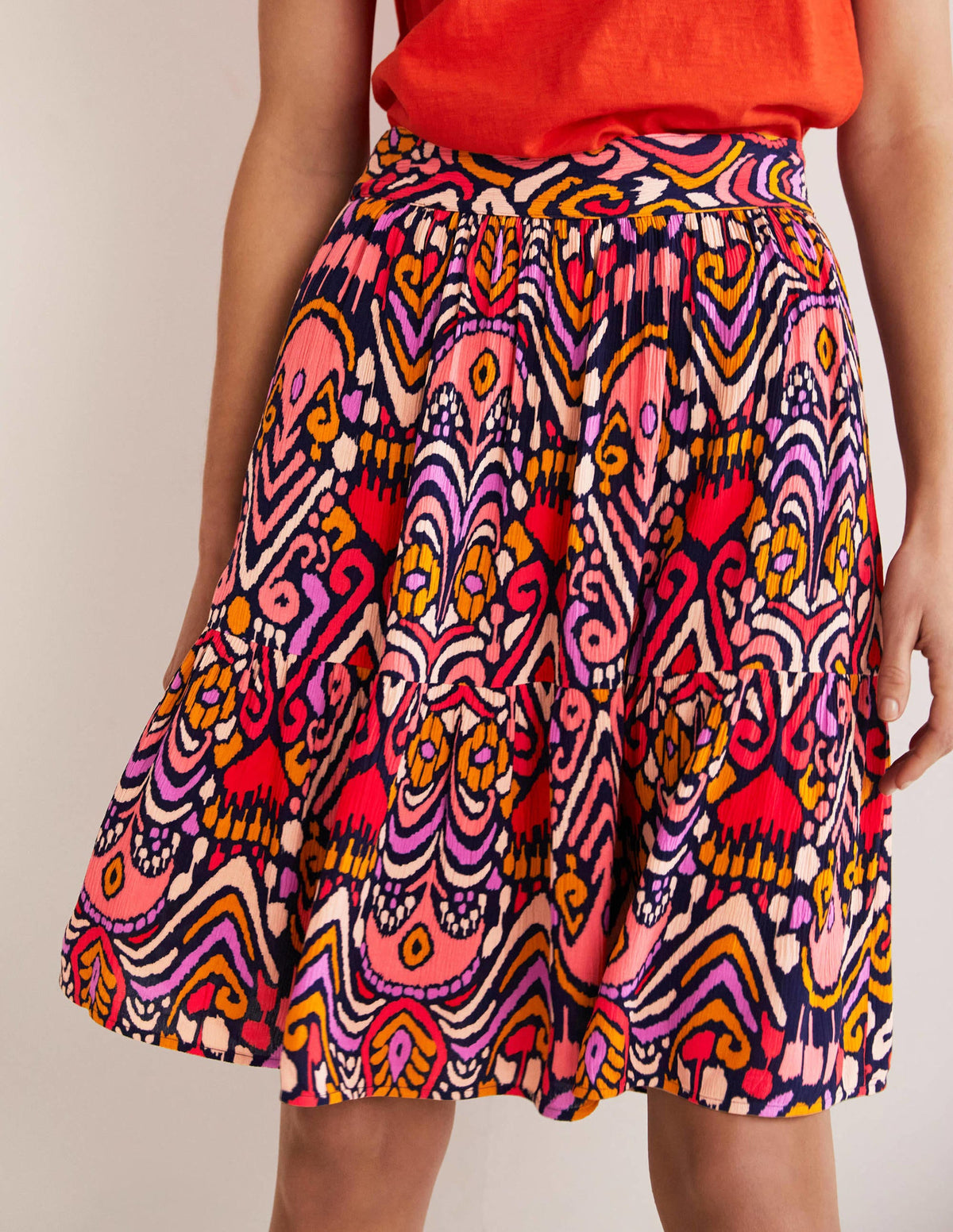 Grace Crinkle Mini Skirt-French Navy, Ikat Charm - Image 3